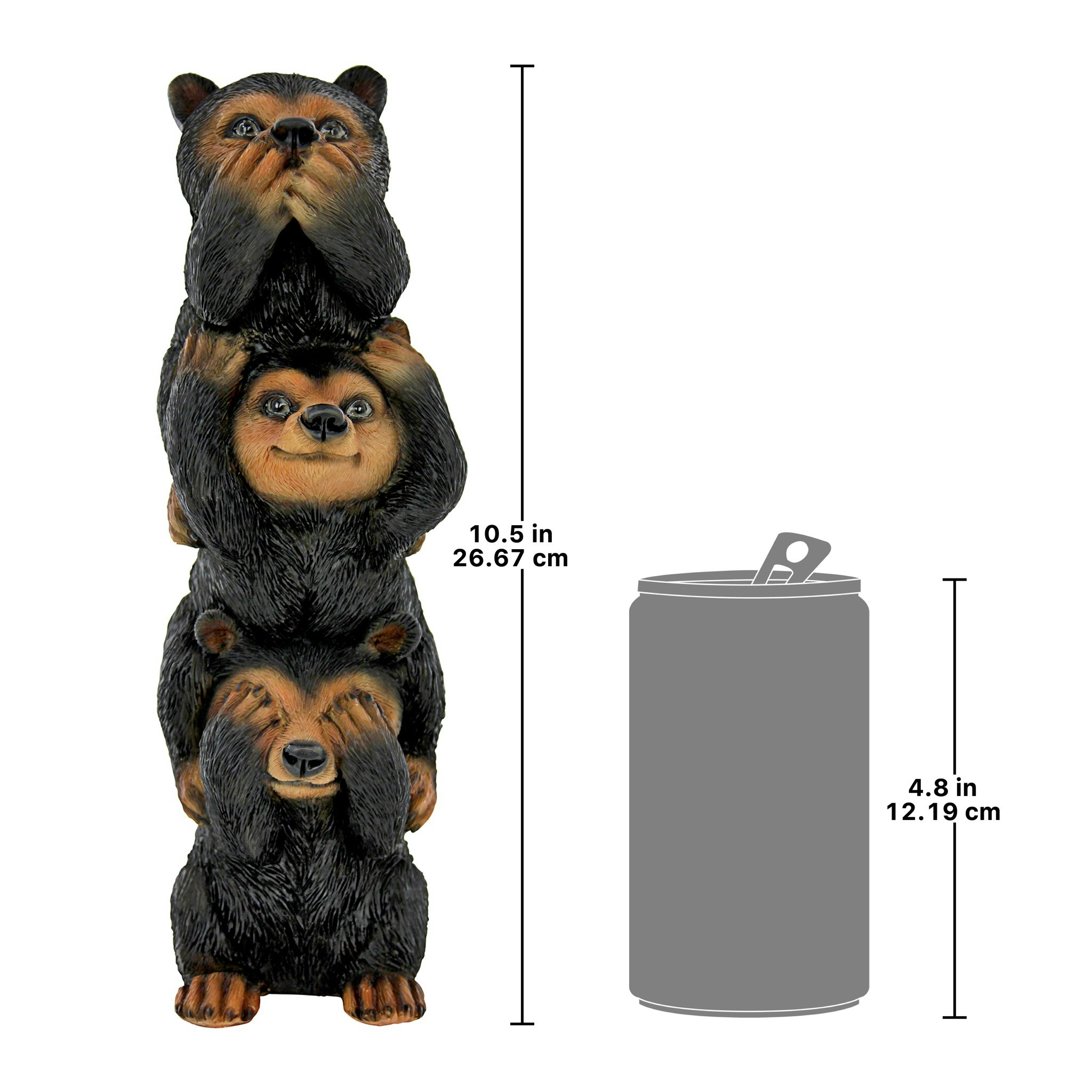 Toscano - Backwoods Troublemakers SpeakHearSee No Evil Black Bear Statue