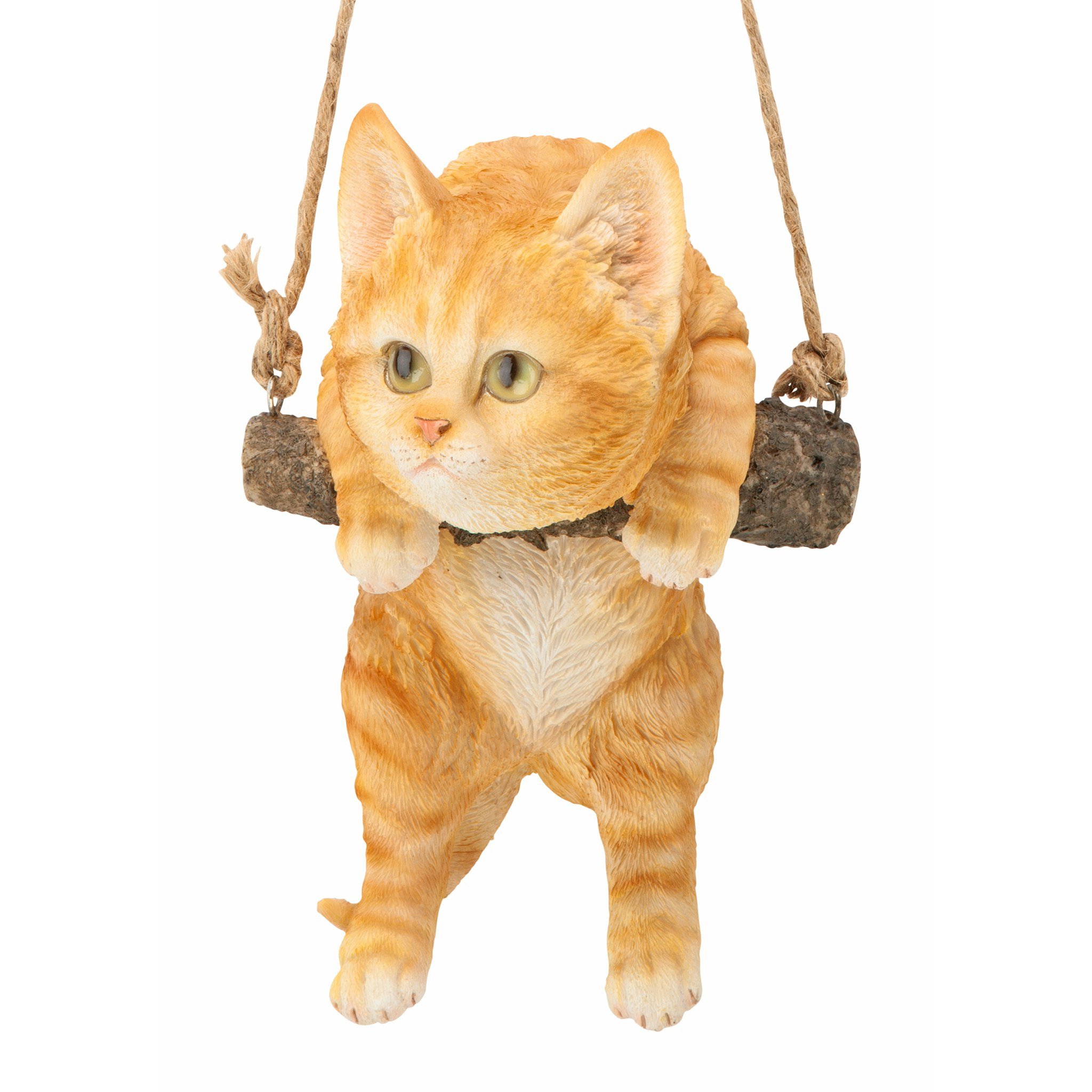 Toscano - Orange Tabby Kitty On a Perch Hanging Cat Sculpture