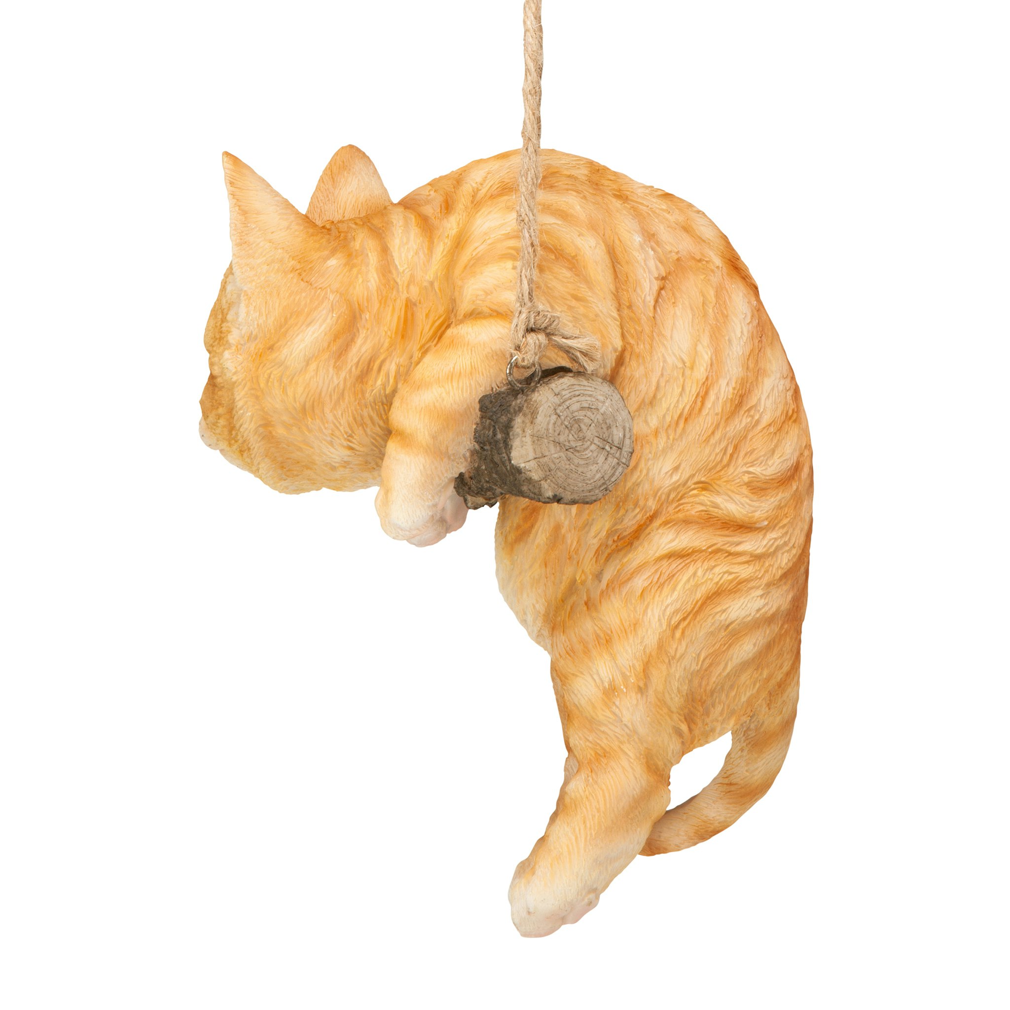 Toscano - Orange Tabby Kitty On a Perch Hanging Cat Sculpture