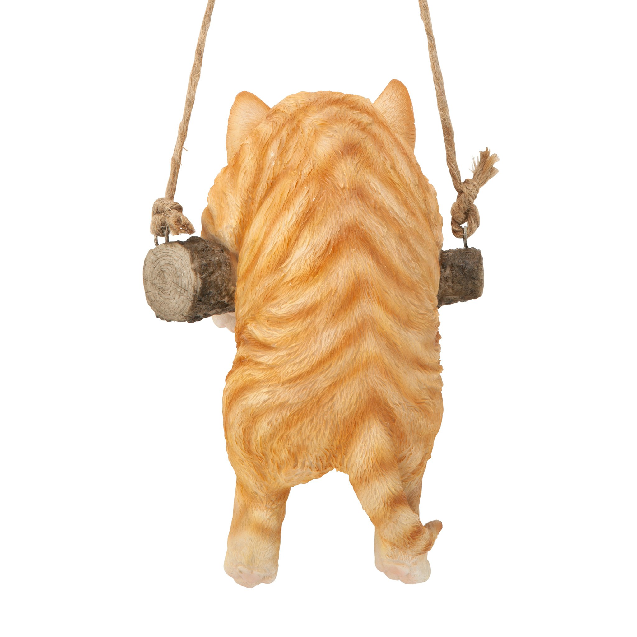 Toscano - Orange Tabby Kitty On a Perch Hanging Cat Sculpture