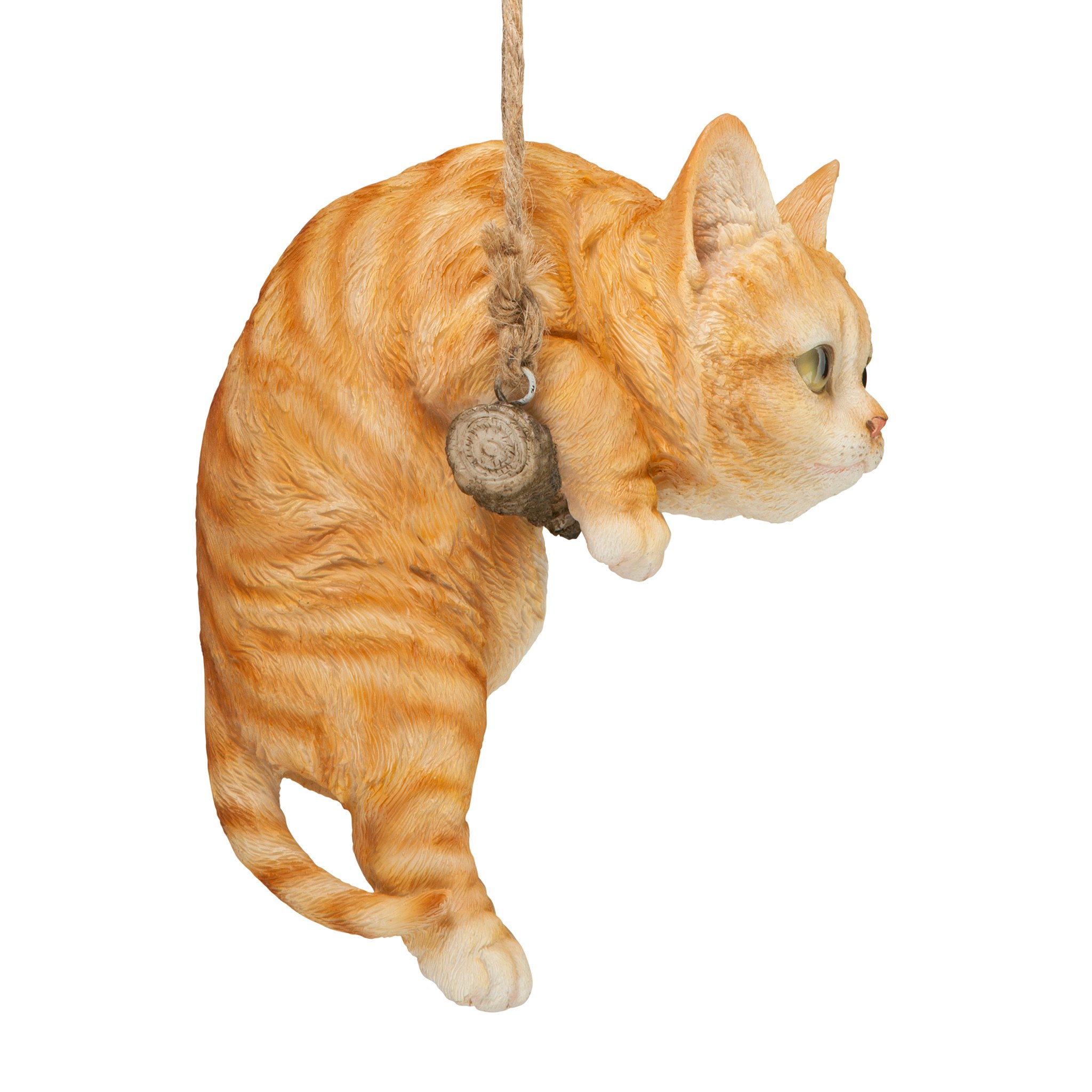 Toscano - Orange Tabby Kitty On a Perch Hanging Cat Sculpture