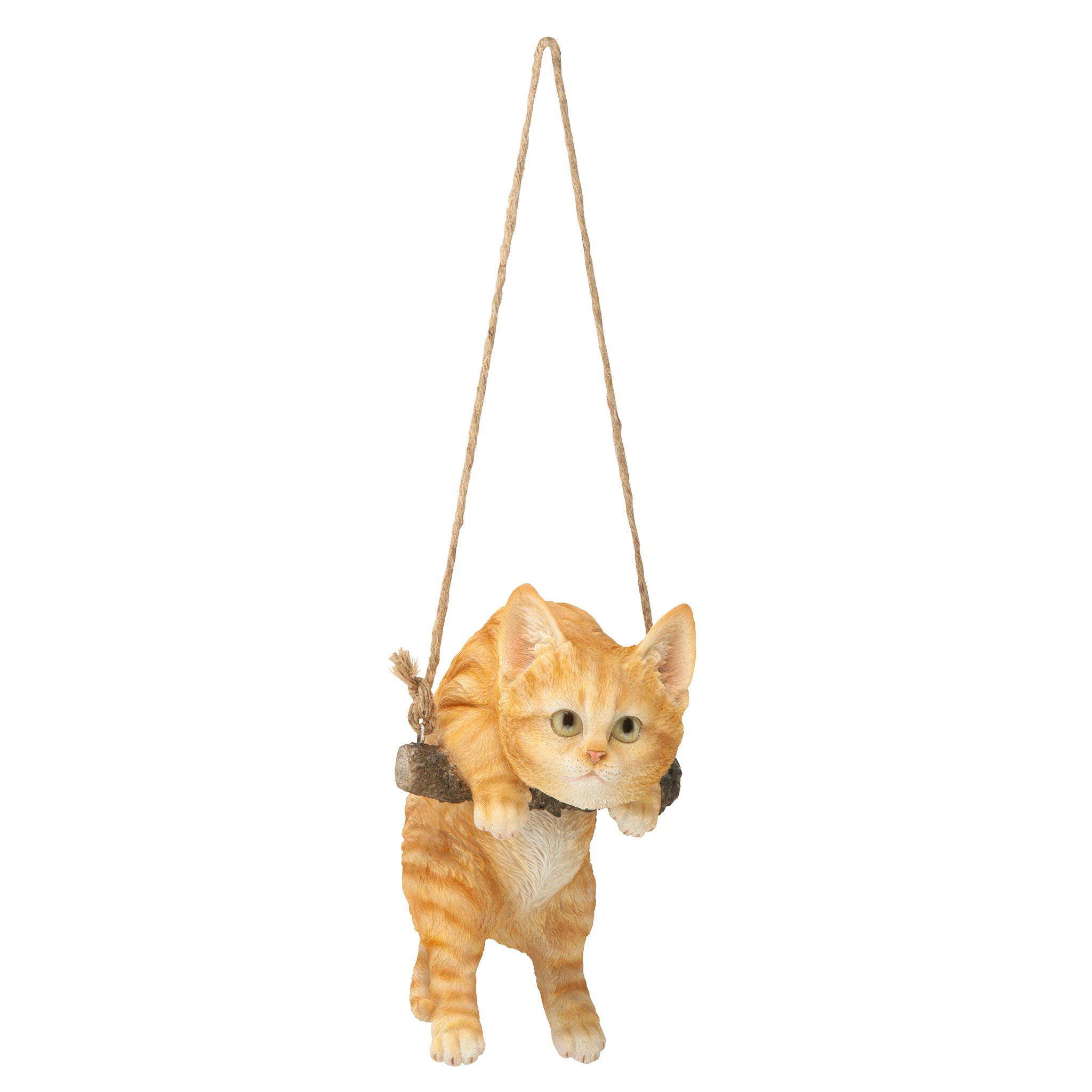 Toscano - Orange Tabby Kitty On a Perch Hanging Cat Sculpture