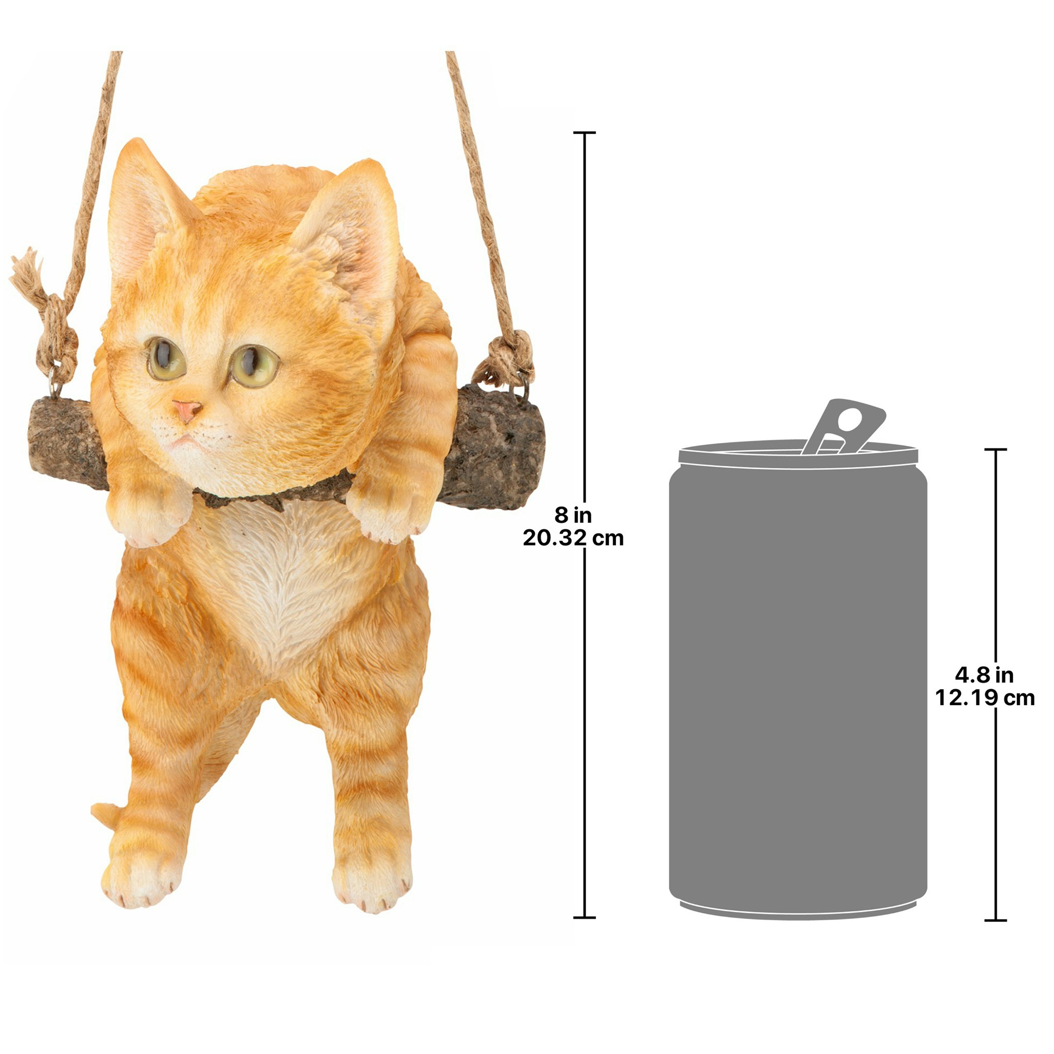Toscano - Orange Tabby Kitty On a Perch Hanging Cat Sculpture