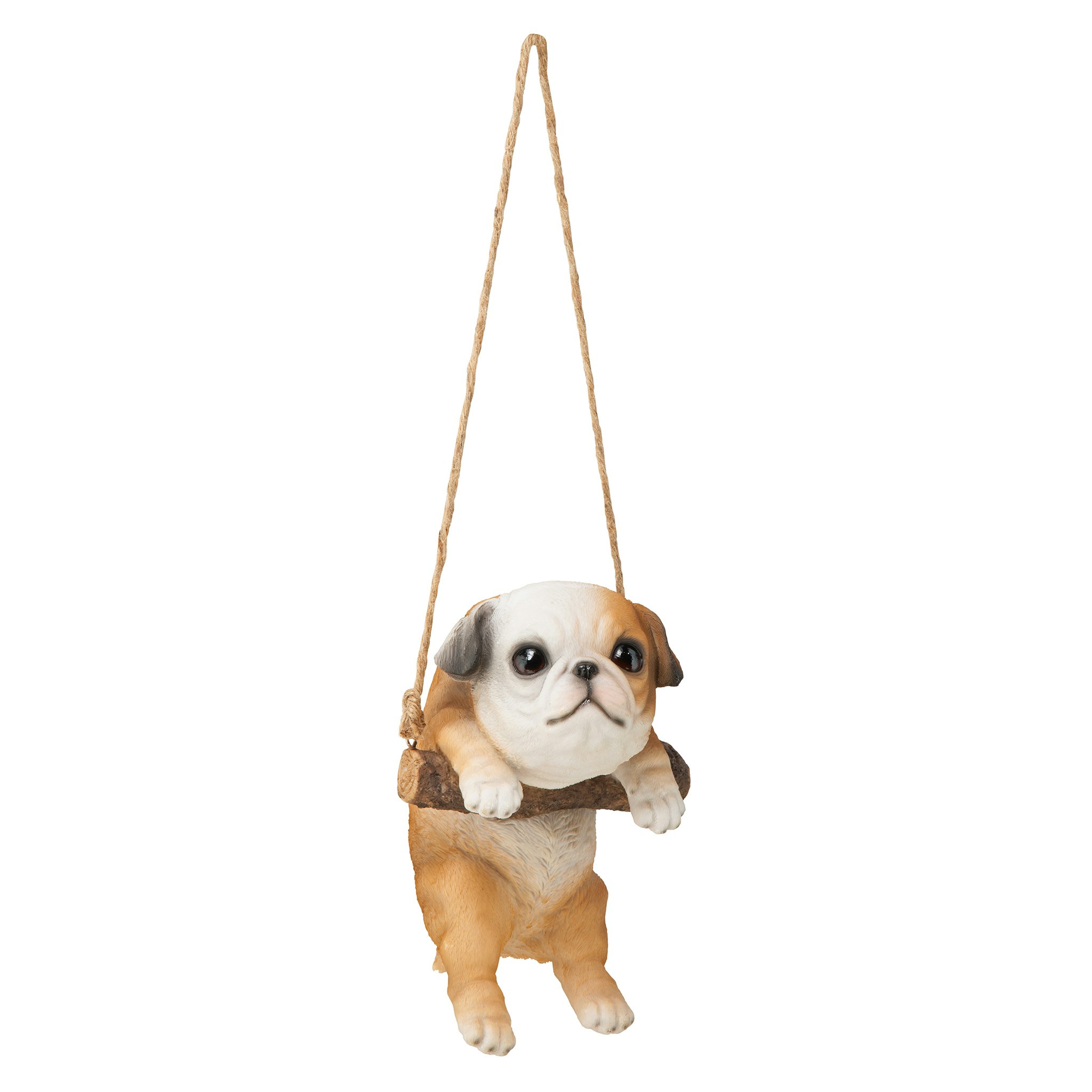 Toscano - Bulldog Puppy on a Perch Hanging Dog Sculpture
