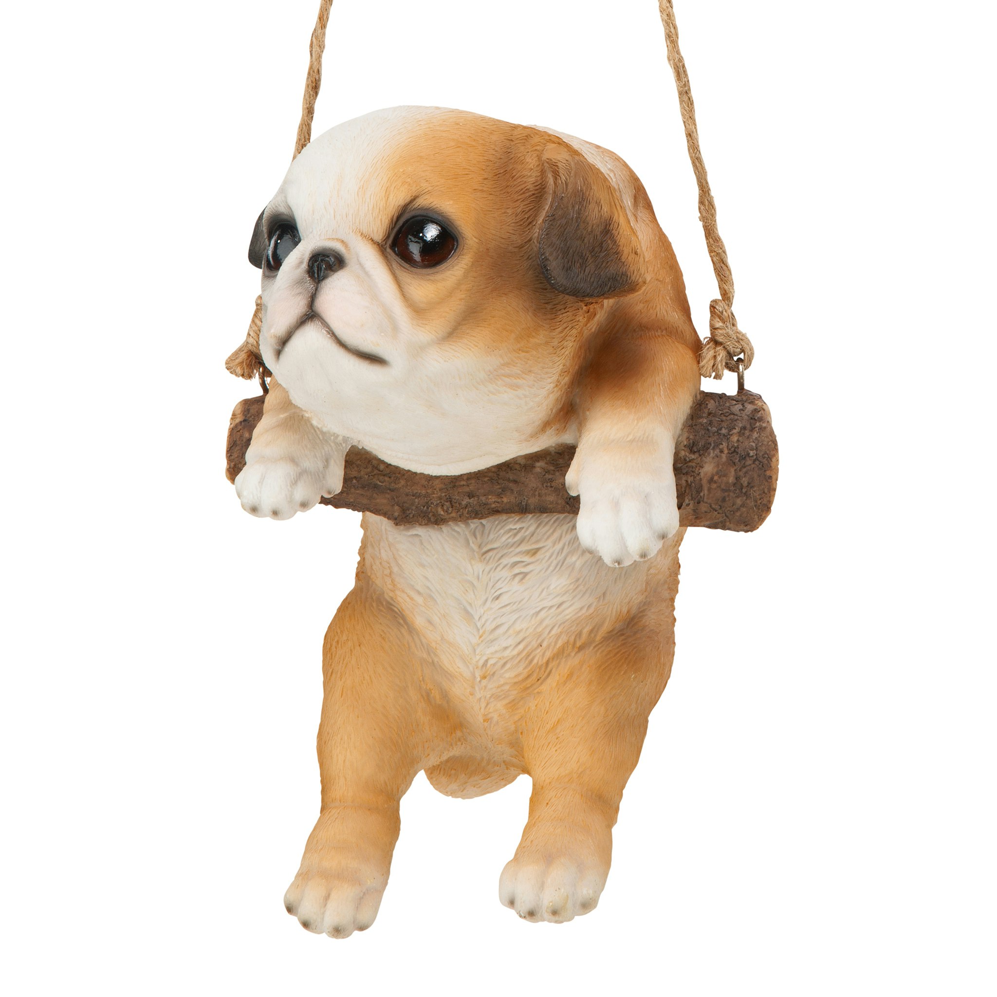 Toscano - Bulldog Puppy on a Perch Hanging Dog Sculpture