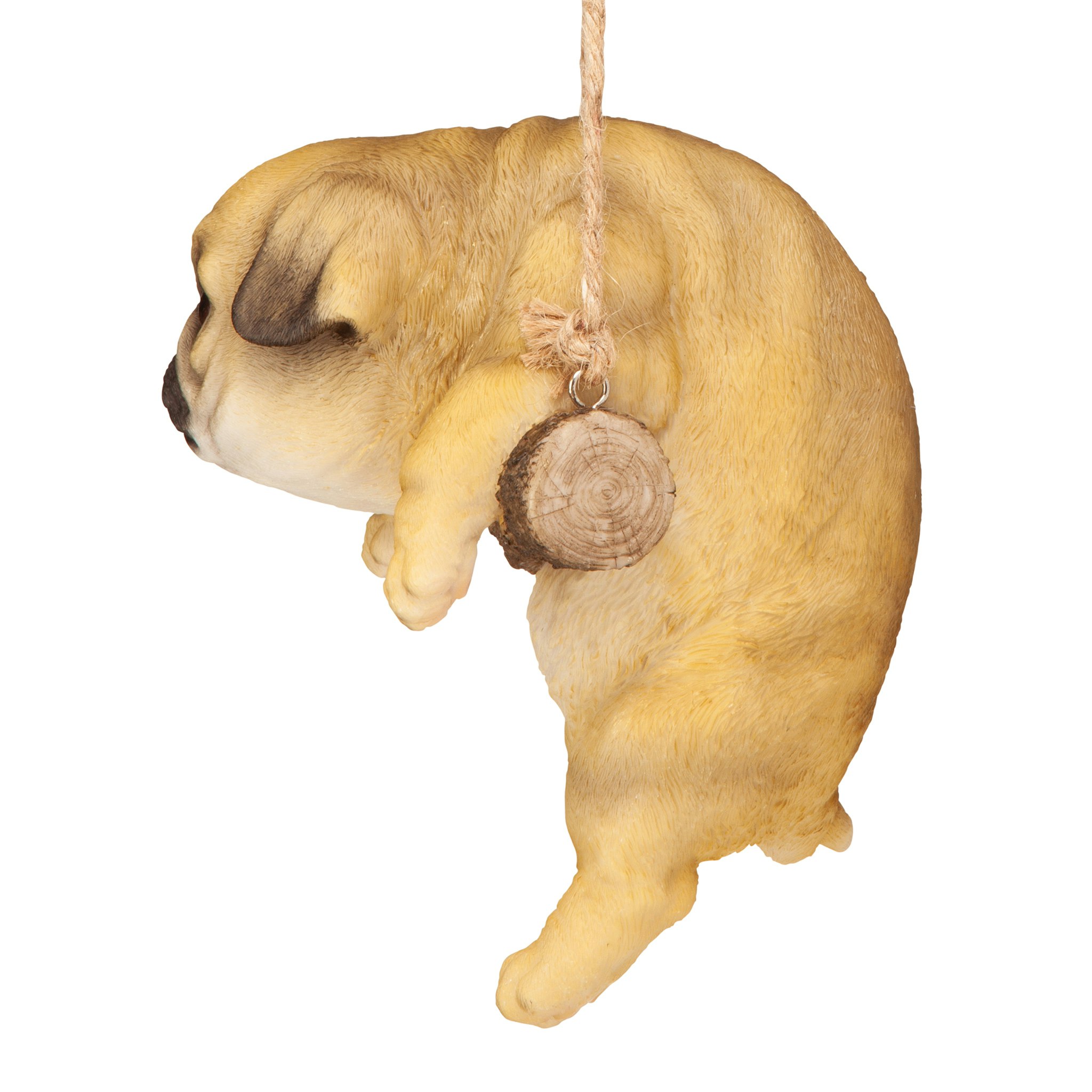 Toscano - Pug Puppy on a Perch Hanging Dog Sculpture