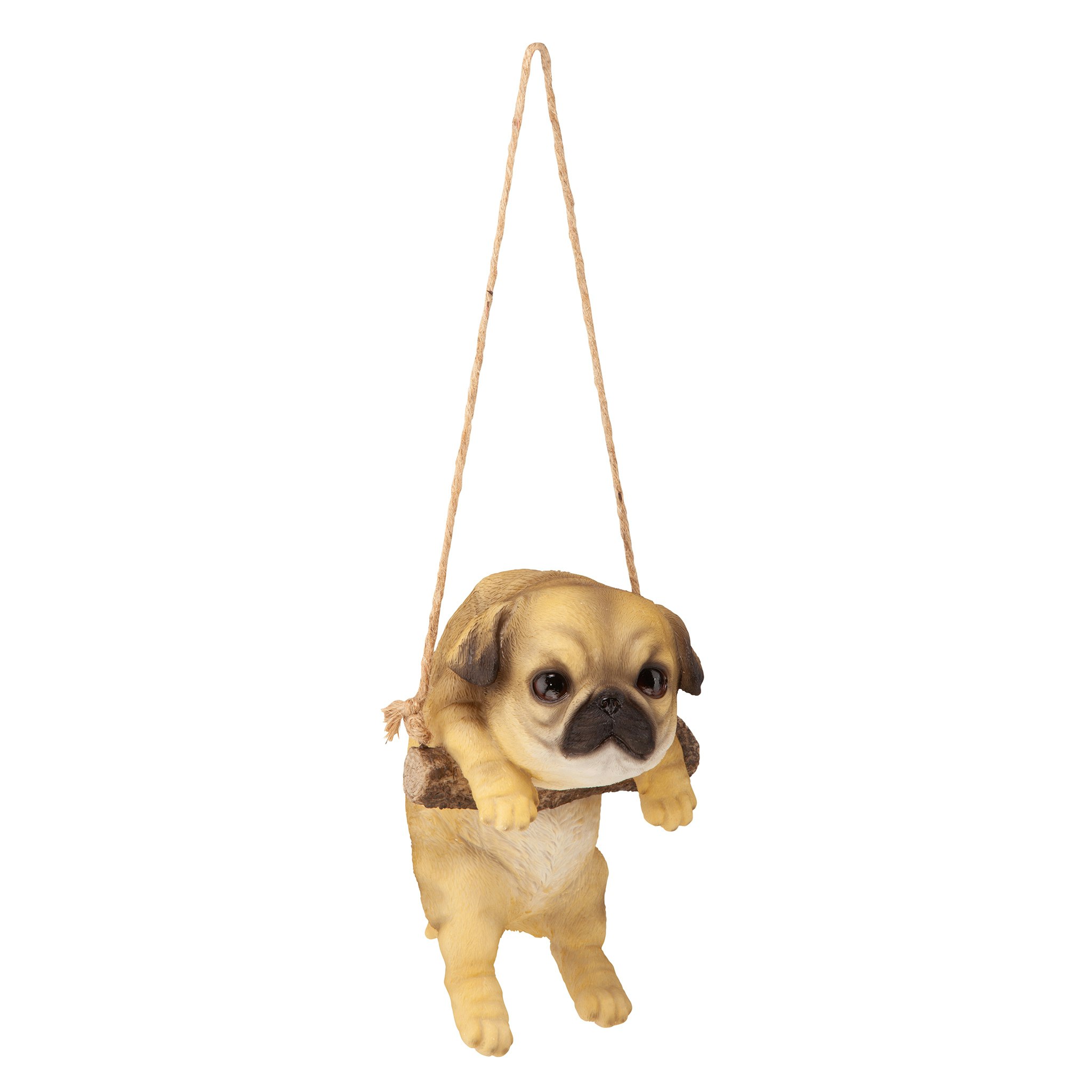 Toscano - Pug Puppy on a Perch Hanging Dog Sculpture