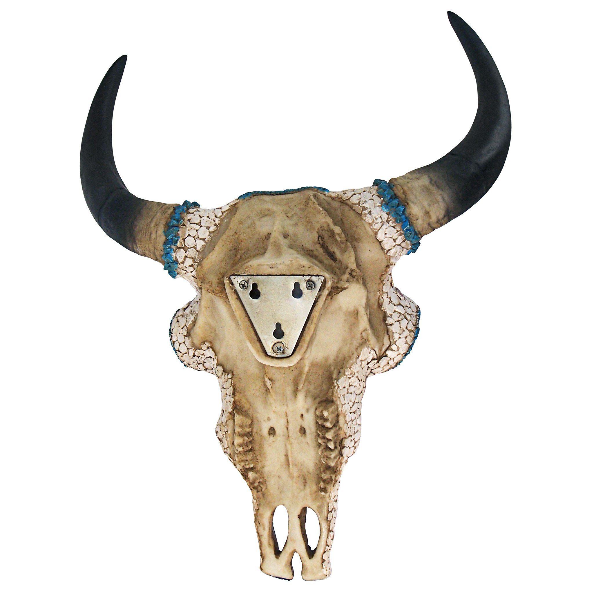 Toscano Mystic Plains Warrior Faux Gem Encrusted Cow Skull Wall Sculpture - Large