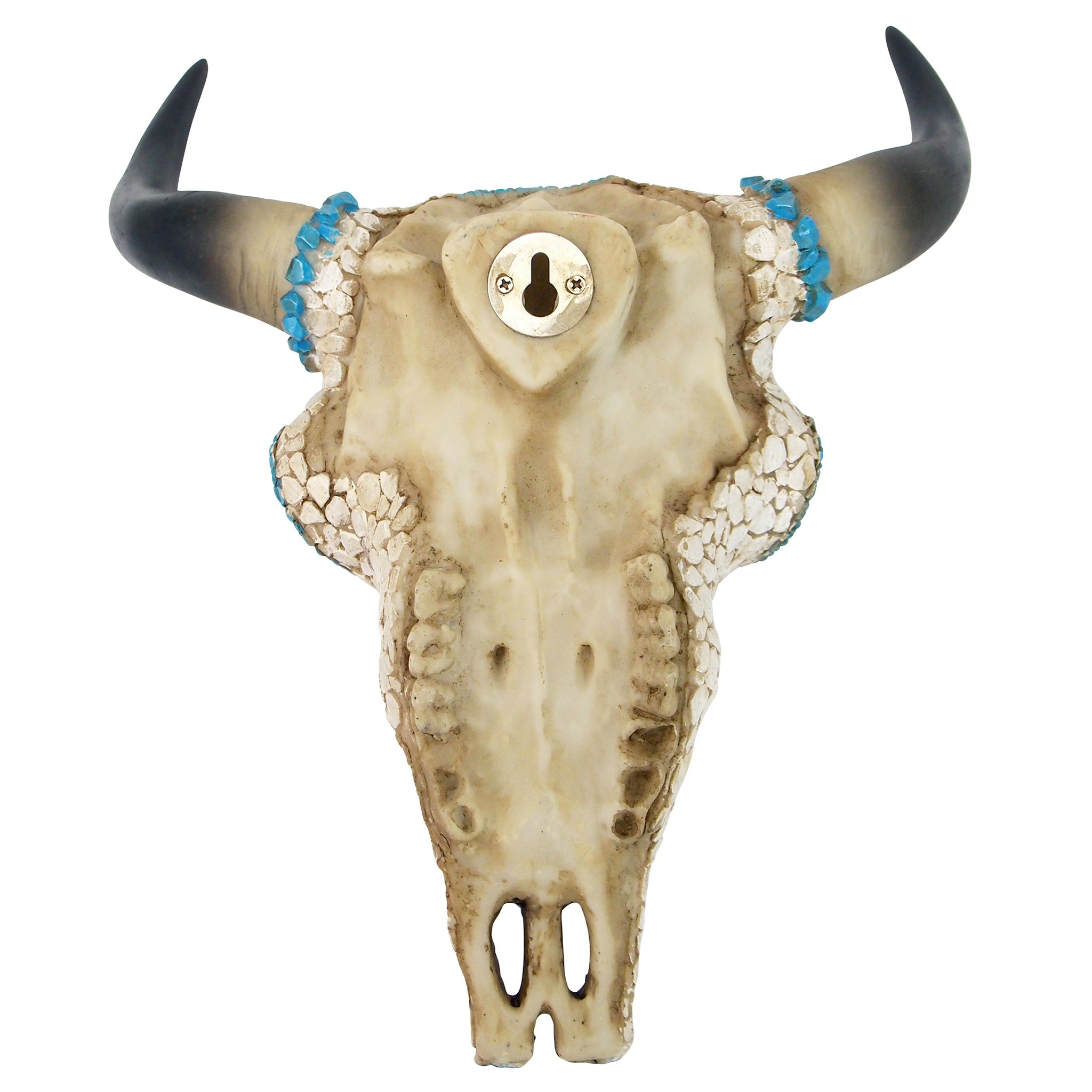 Toscano Mystic Plains Warrior Faux Gem Encrusted Cow Skull Wall Sculpture - Medium