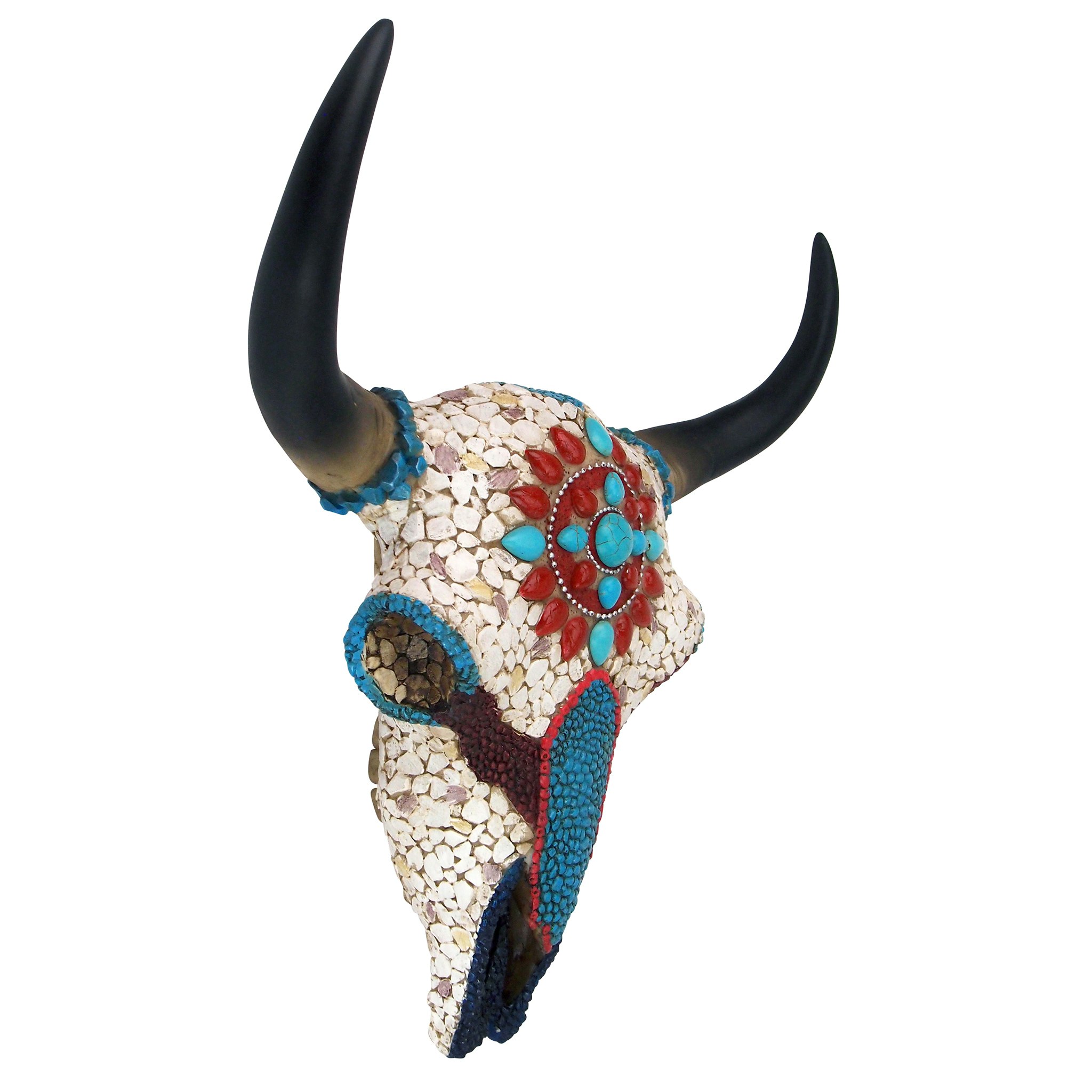 Toscano Mystic Plains Warrior Faux Gem Encrusted Cow Skull Wall Sculpture - Medium