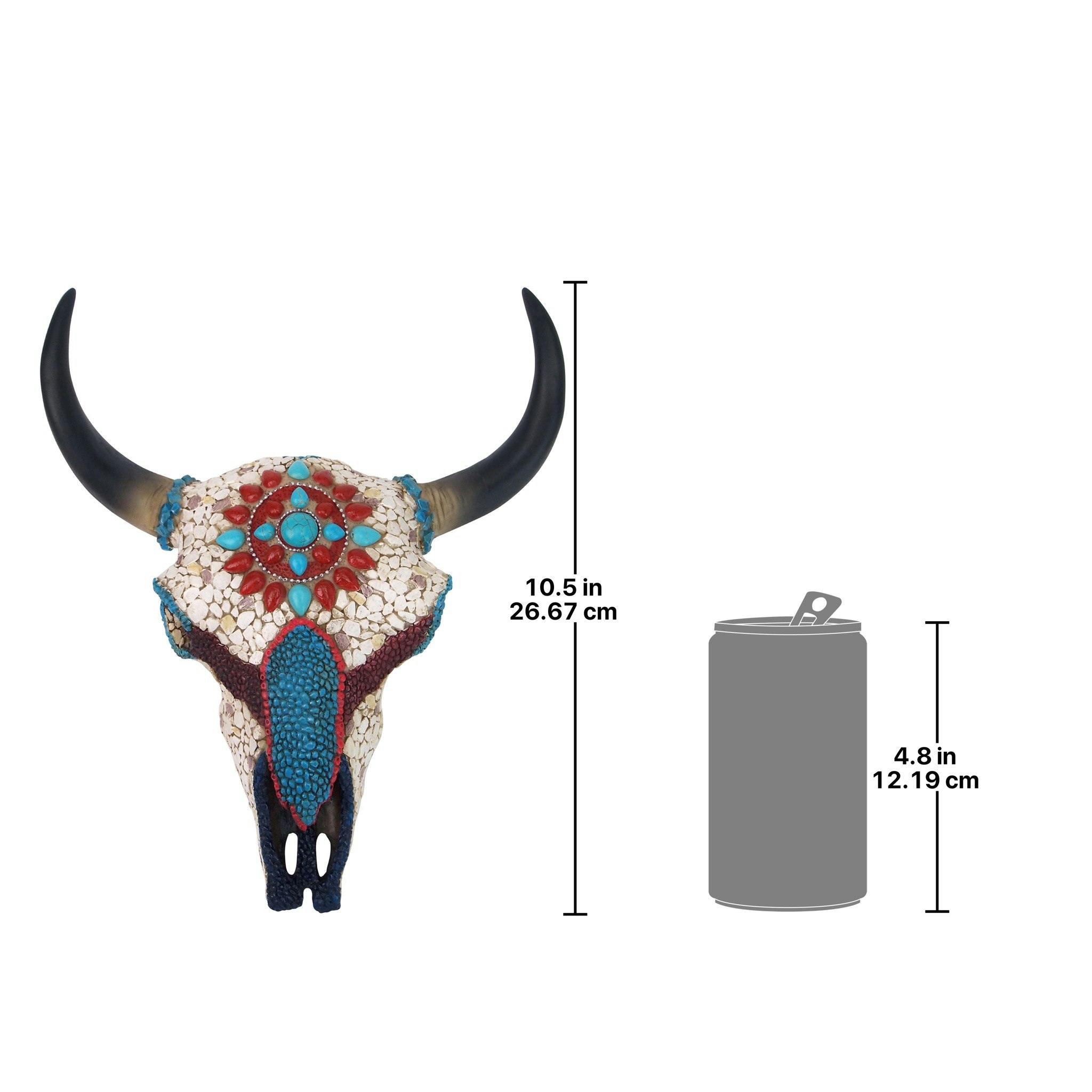 Toscano Mystic Plains Warrior Faux Gem Encrusted Cow Skull Wall Sculpture - Medium