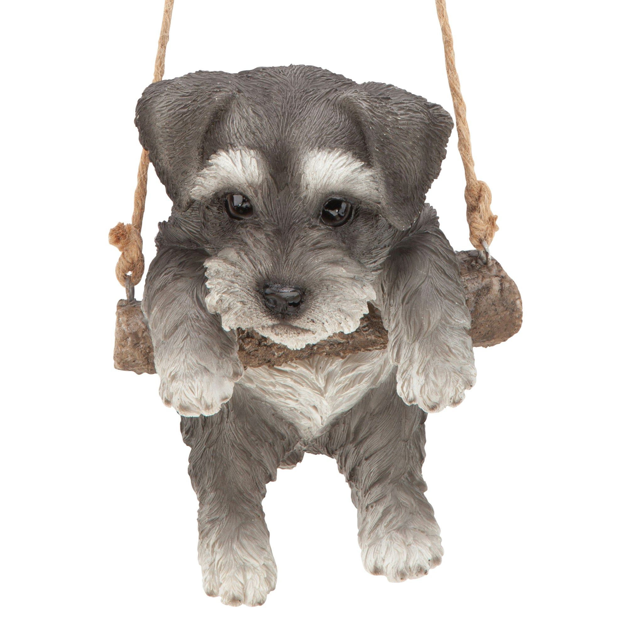 Toscano - Mini Schnauzer Puppy on a Perch Hanging Dog Sculpture