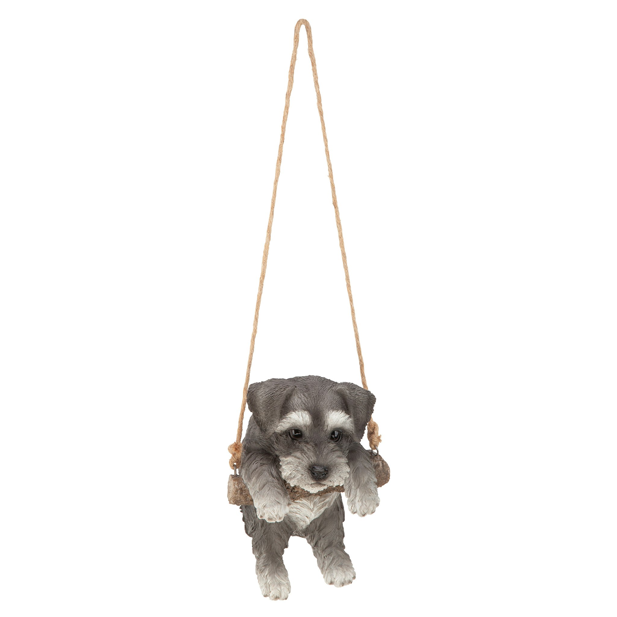 Toscano - Mini Schnauzer Puppy on a Perch Hanging Dog Sculpture