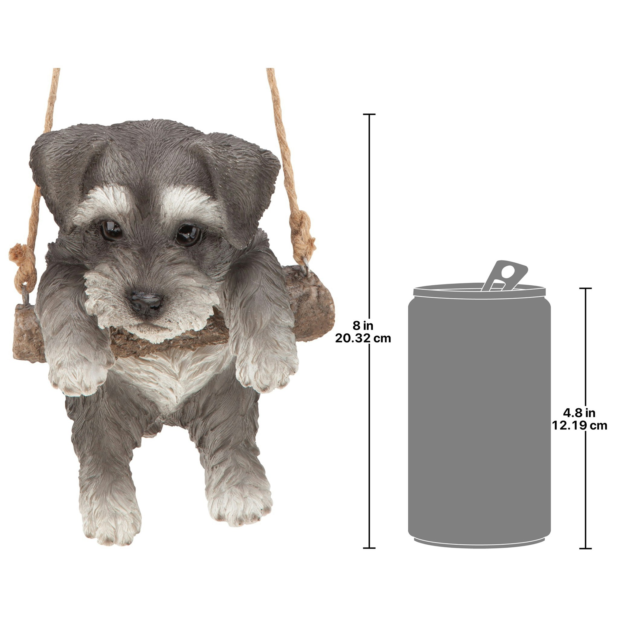 Toscano - Mini Schnauzer Puppy on a Perch Hanging Dog Sculpture