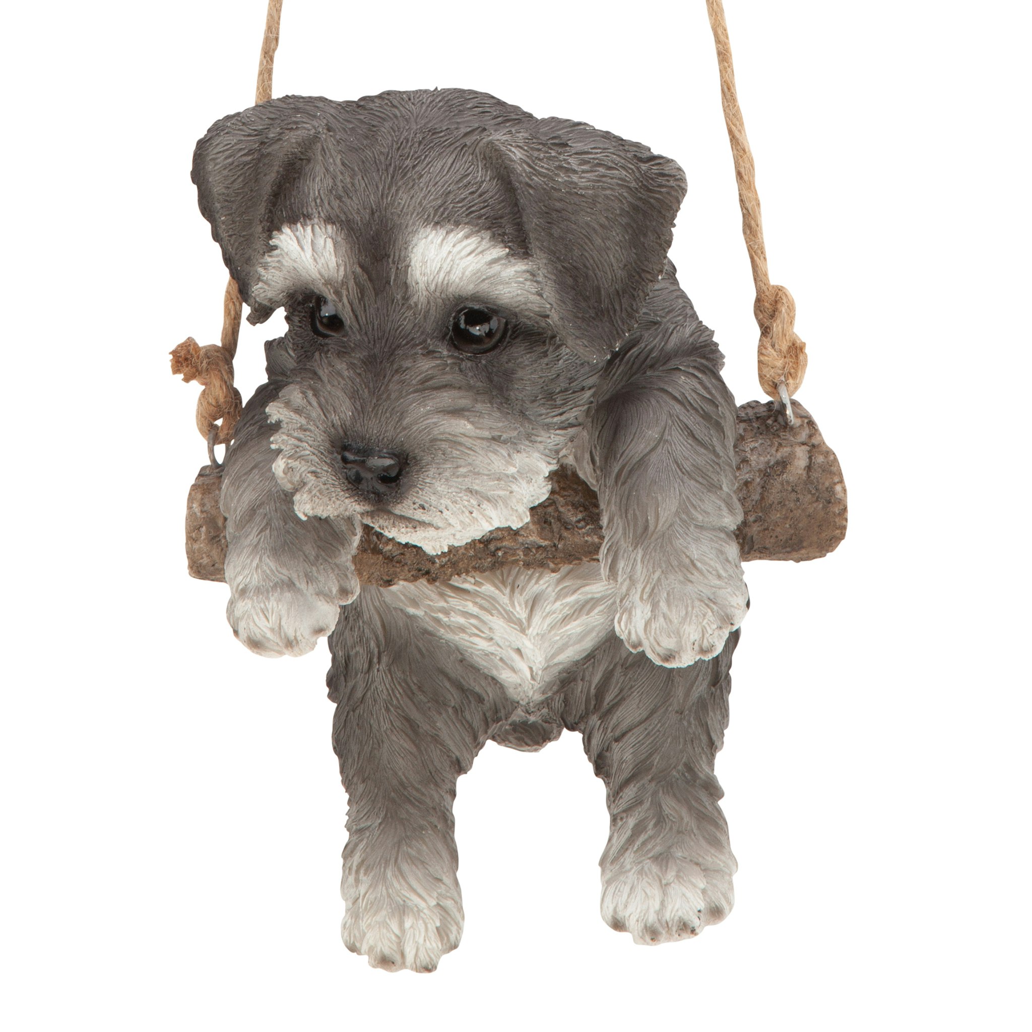Toscano - Mini Schnauzer Puppy on a Perch Hanging Dog Sculpture