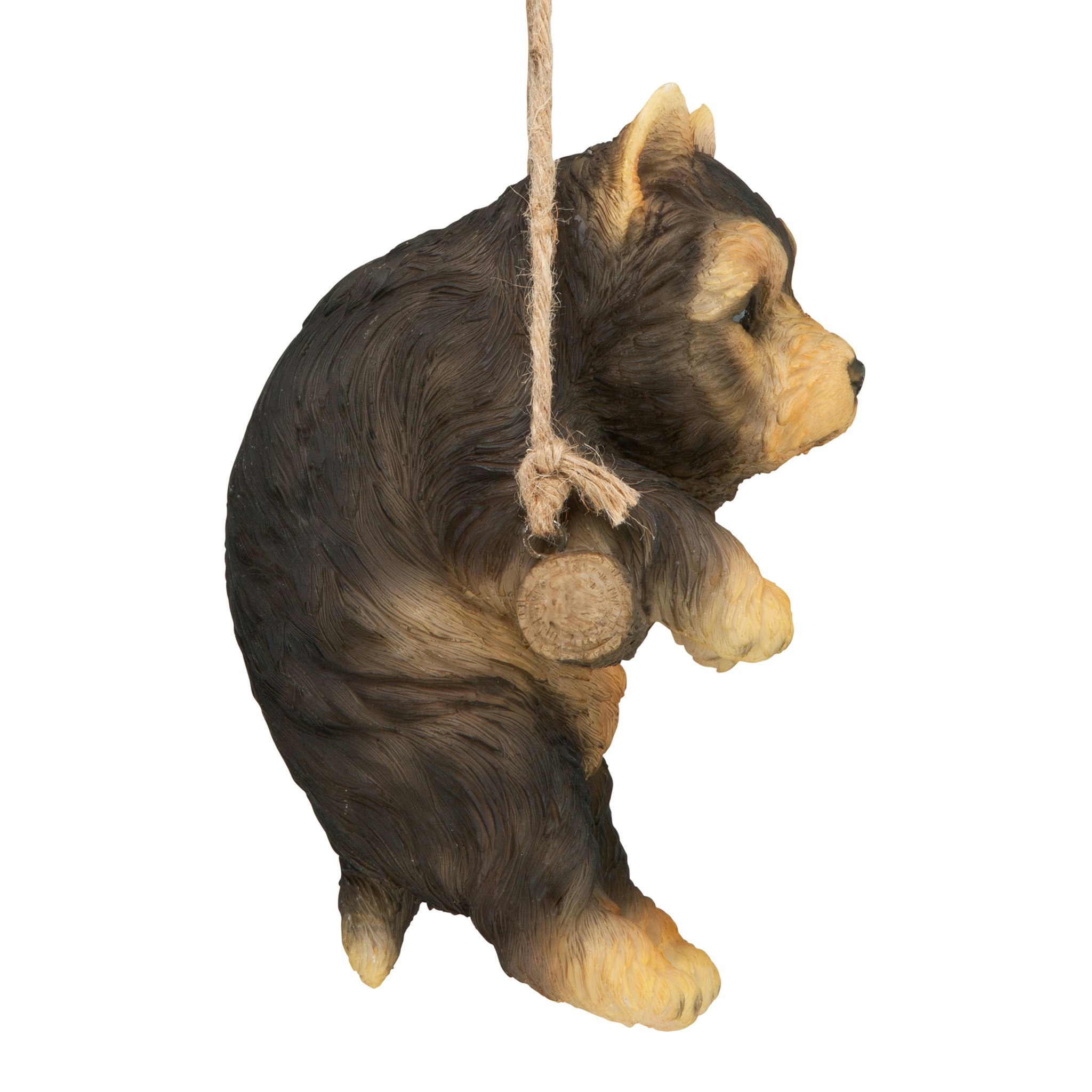 Toscano - Yorkie Puppy on a Perch Hanging Dog Sculpture