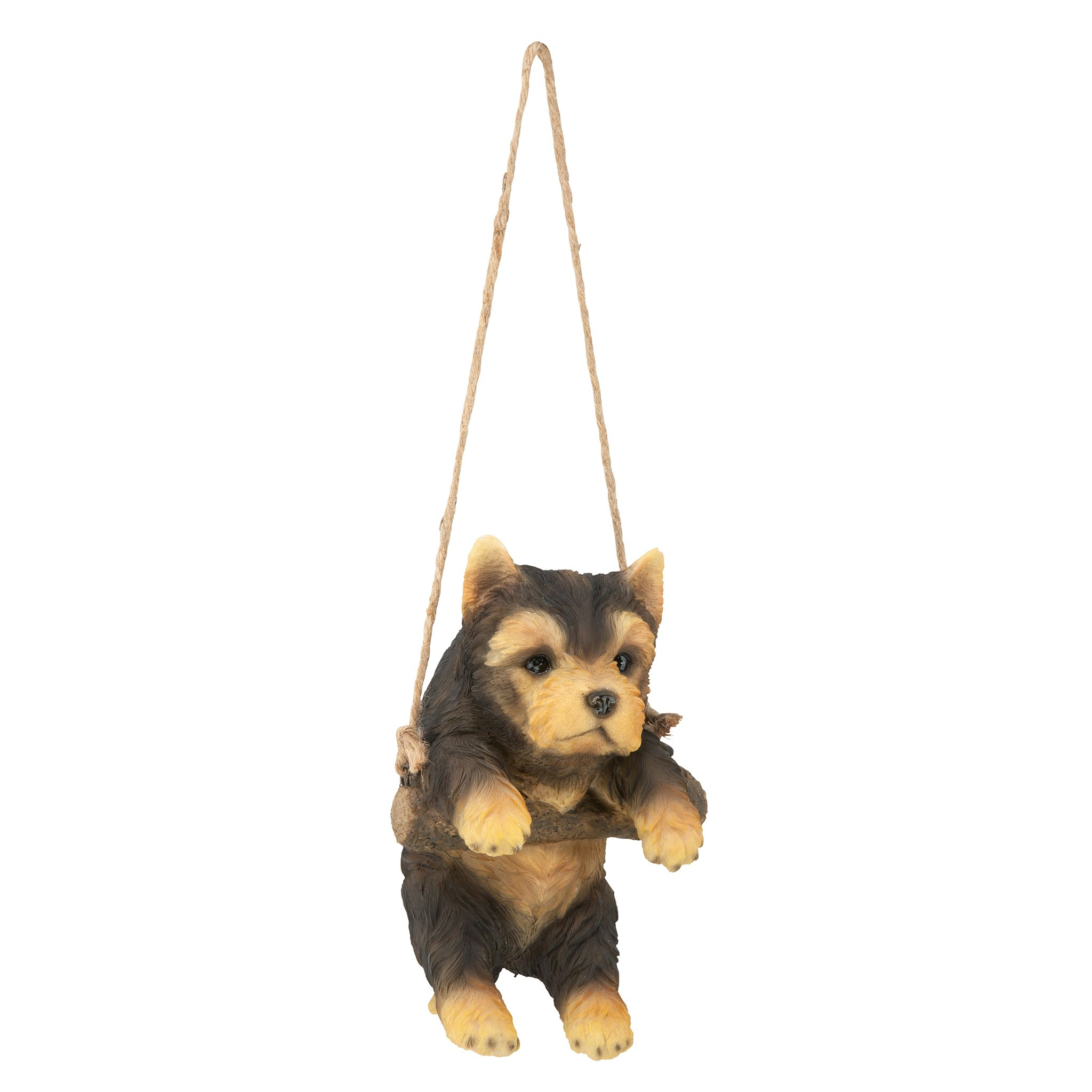 Toscano - Yorkie Puppy on a Perch Hanging Dog Sculpture