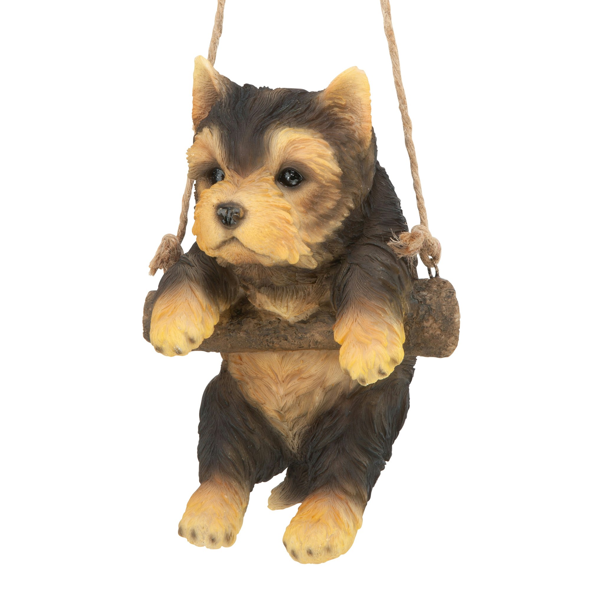 Toscano - Yorkie Puppy on a Perch Hanging Dog Sculpture
