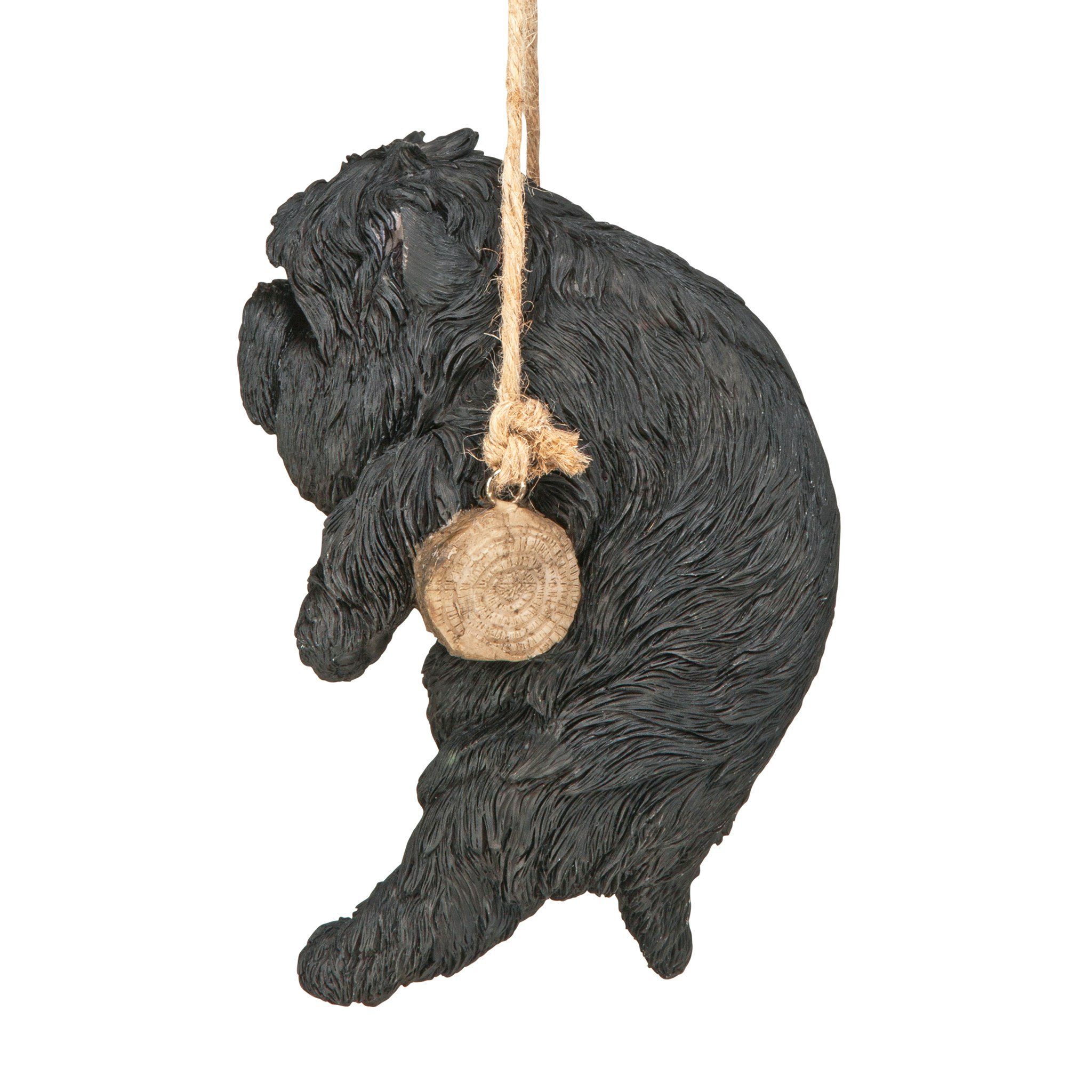 Toscano - Black Westie Puppy On a Perch Hanging Dog Sculpture