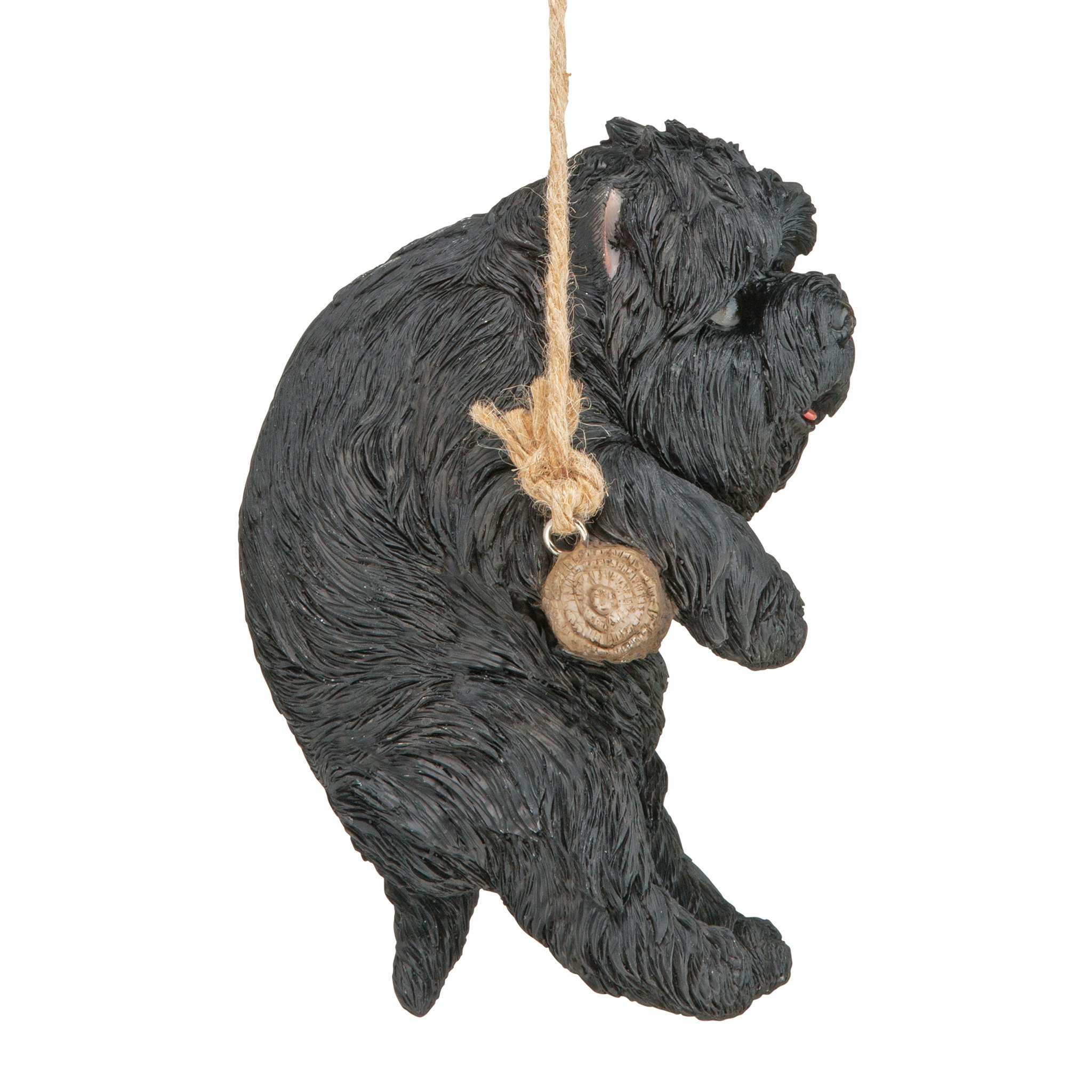 Toscano - Black Westie Puppy On a Perch Hanging Dog Sculpture