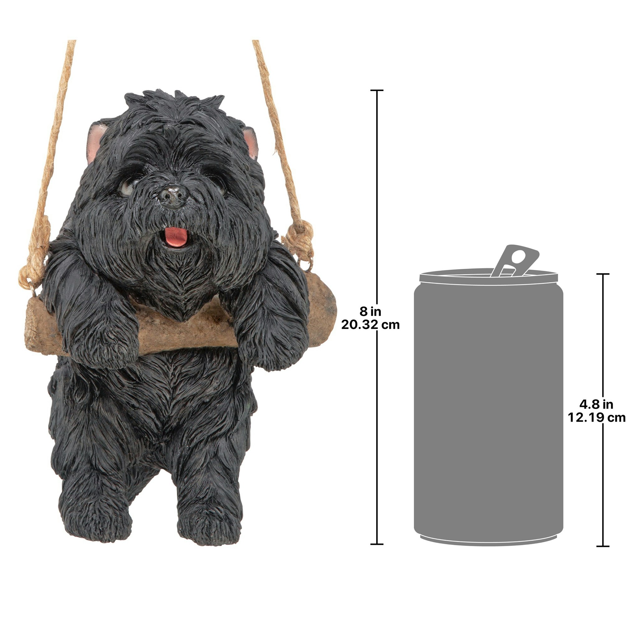 Toscano - Black Westie Puppy On a Perch Hanging Dog Sculpture