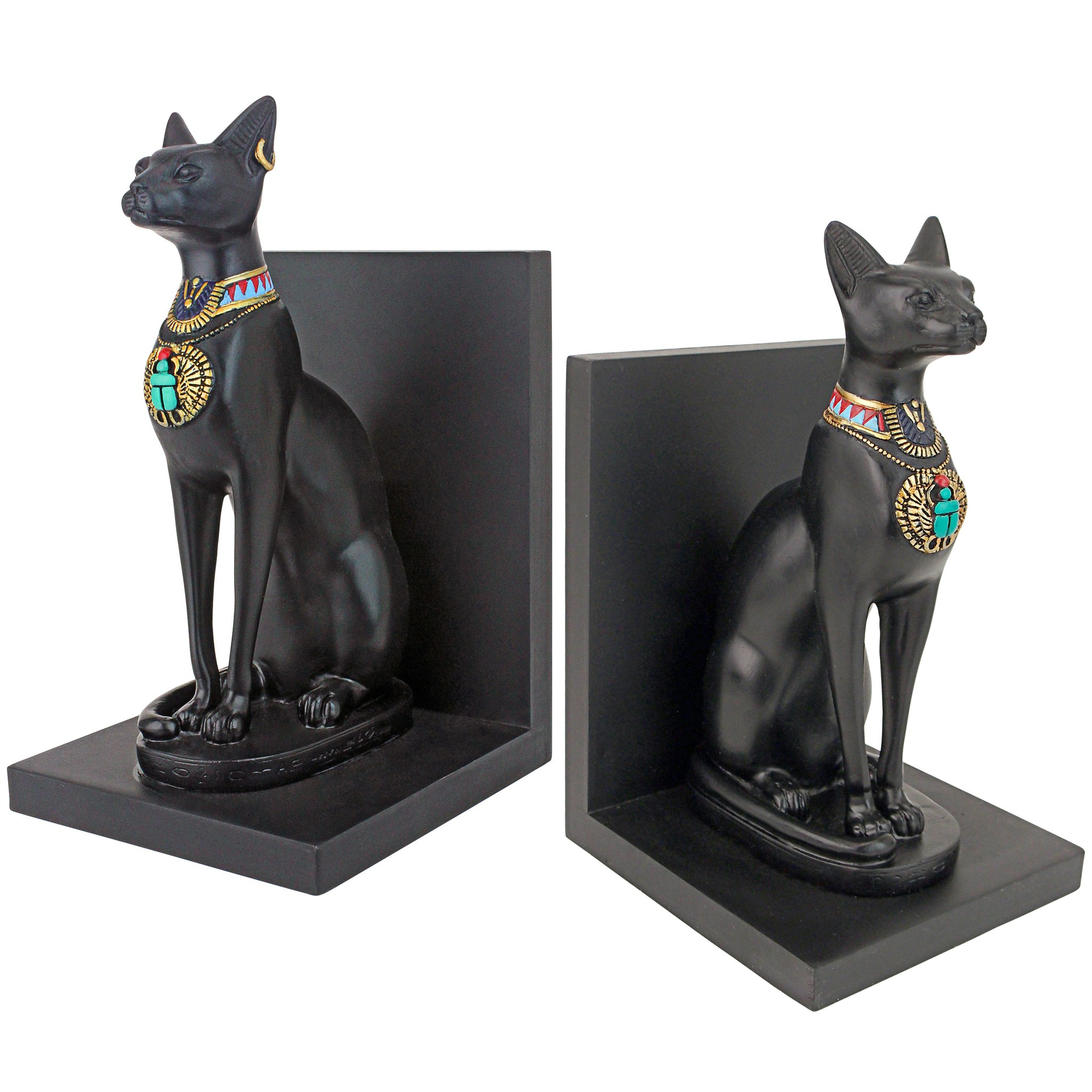 Toscano - Bastet Cat Goddess of Ancient Egypt Sculptural Bookend Pair in Designer Resin