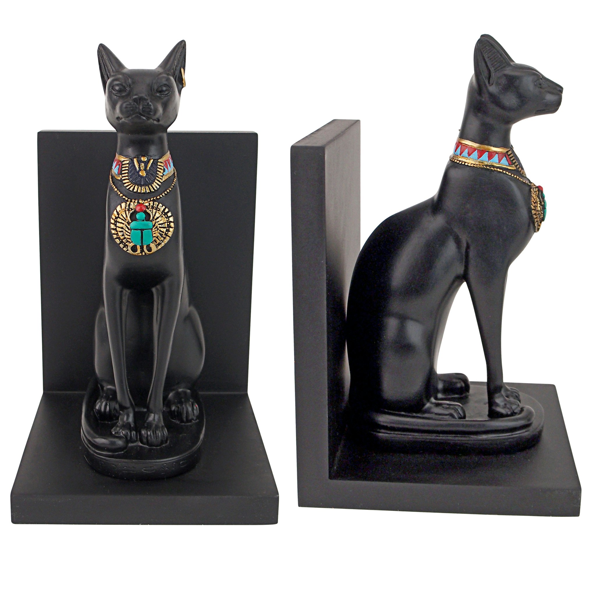 Toscano - Bastet Cat Goddess of Ancient Egypt Sculptural Bookend Pair in Designer Resin