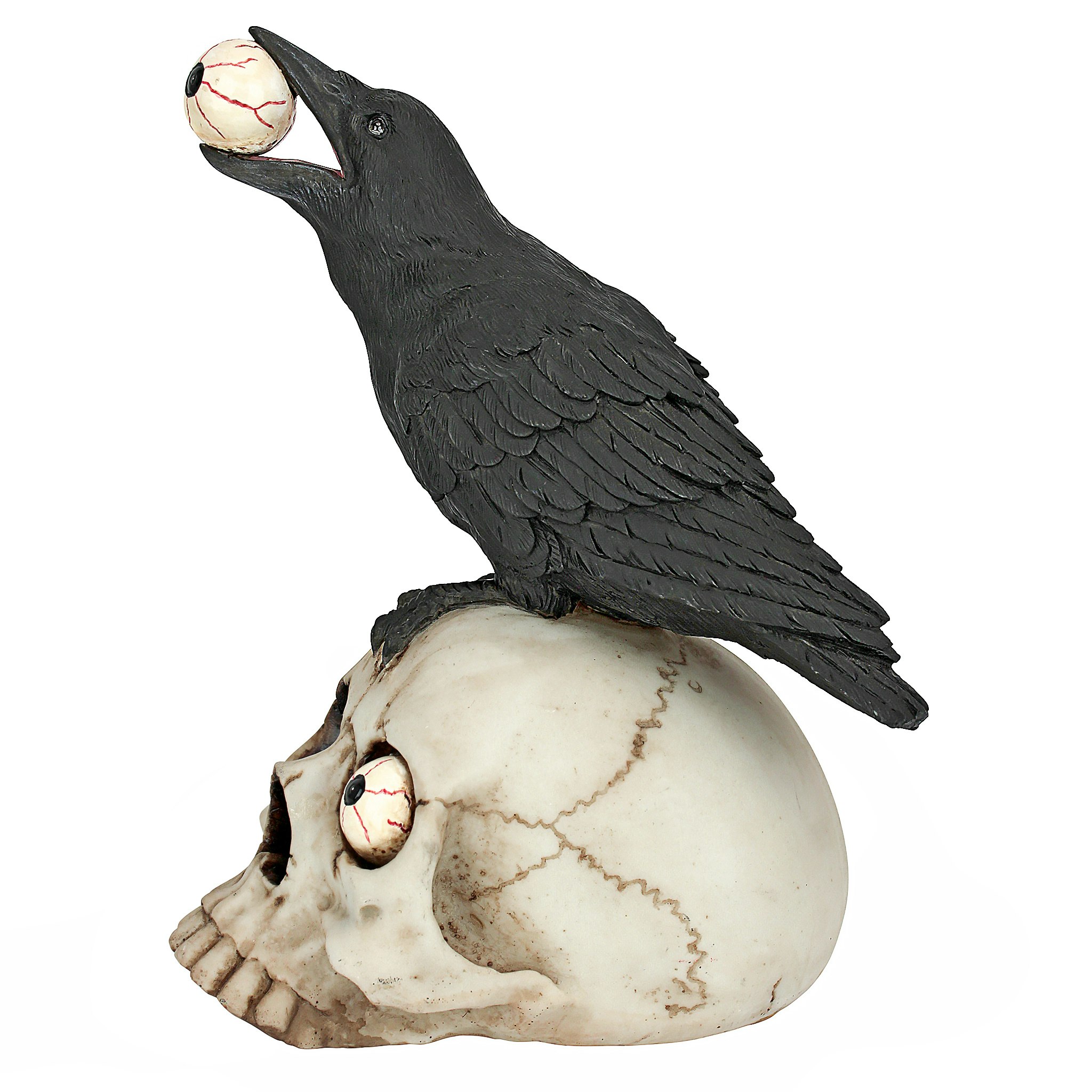 Toscano - All-Seeing Harbinger of Doom Raven and Skull Statue