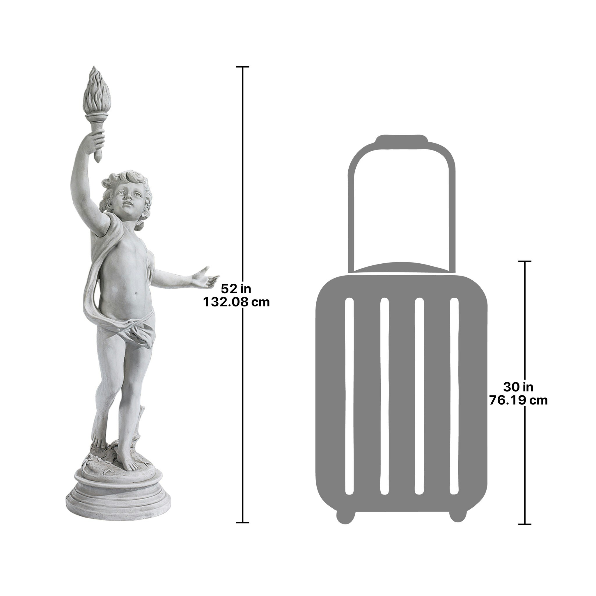 Toscano Lighting the Heavens Grande Cherub Statue - Right Arm Raised