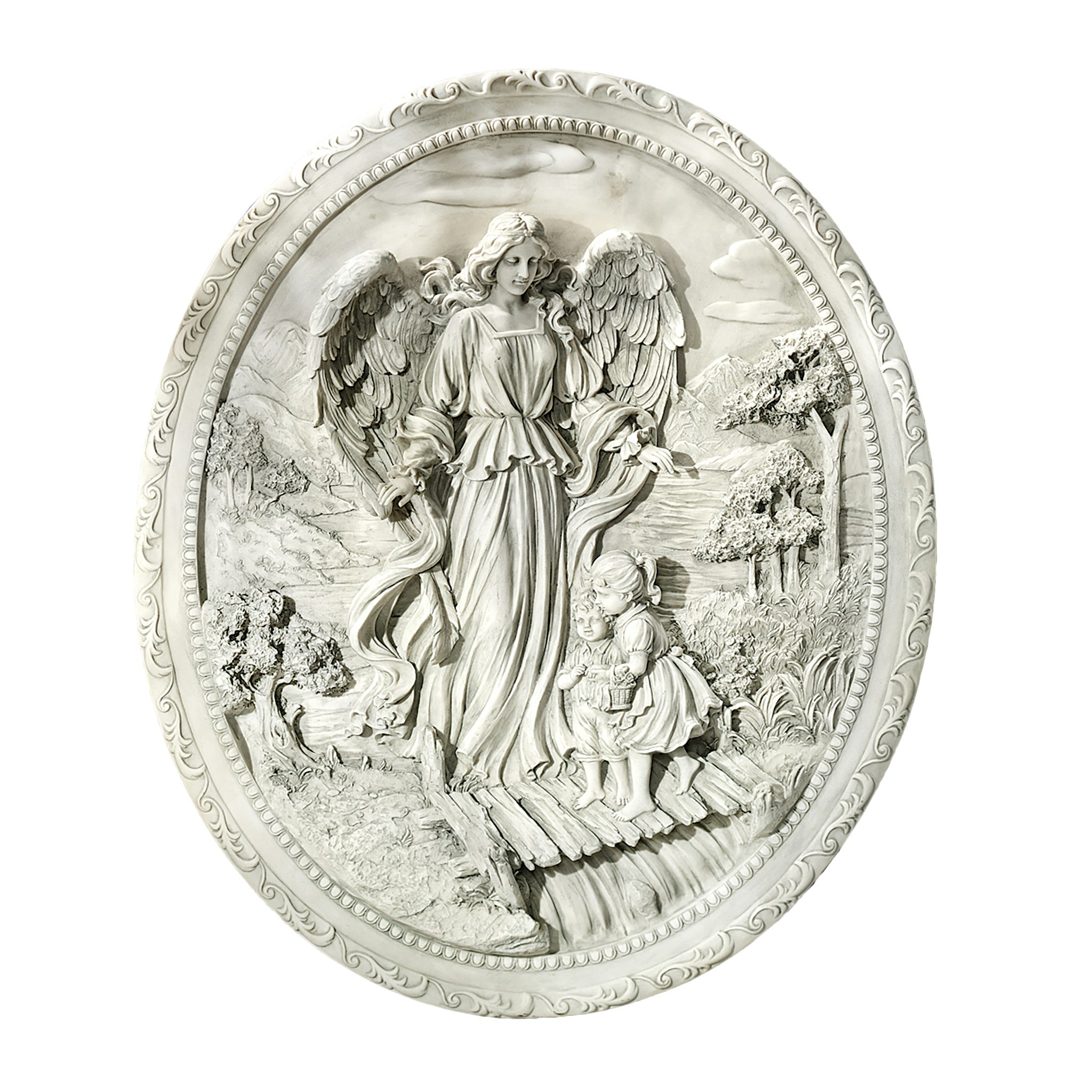 Toscano - Children Guardian Angel Plaque Wall Sculpture