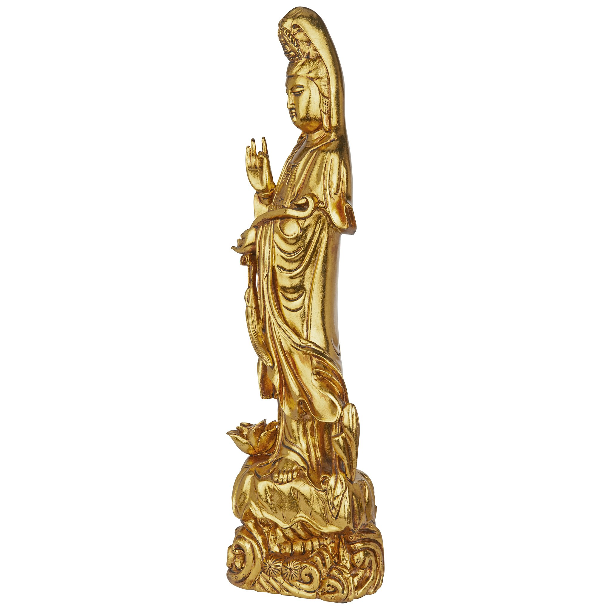 Toscano - The Golden Guan Yin Chinese Goddess of Mercy Statue