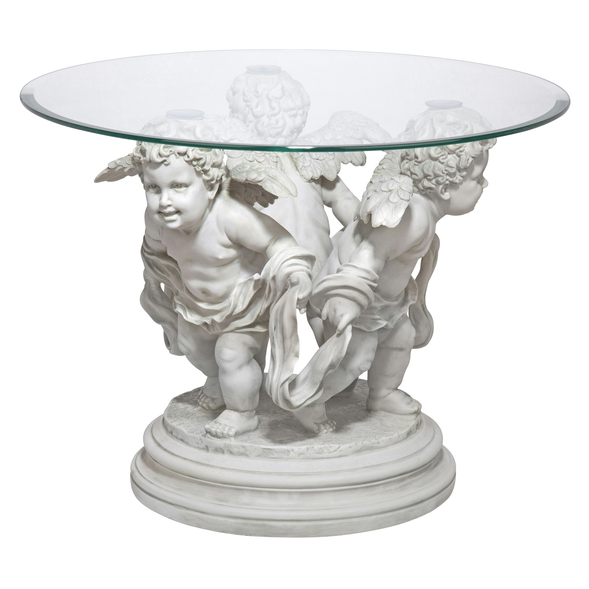 Toscano - Bernini Cherubs Sculptural Table in Antique Stone, Designer Resin