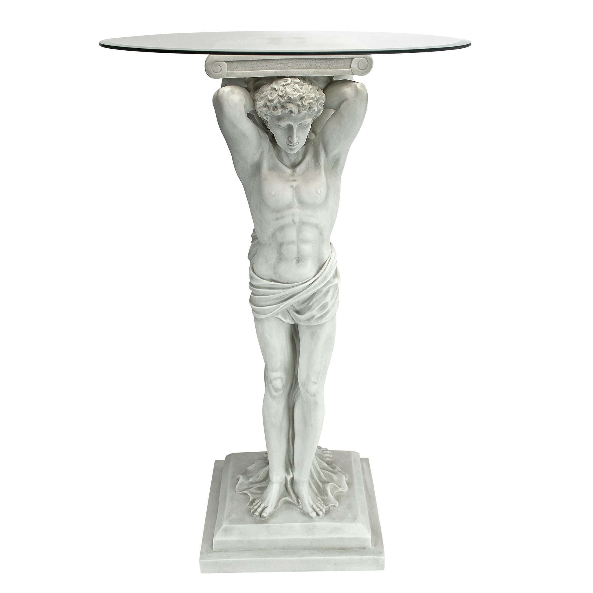 Toscano - Hermitage Atlantes Pedestal Table in Antique Stone, Designer Resin