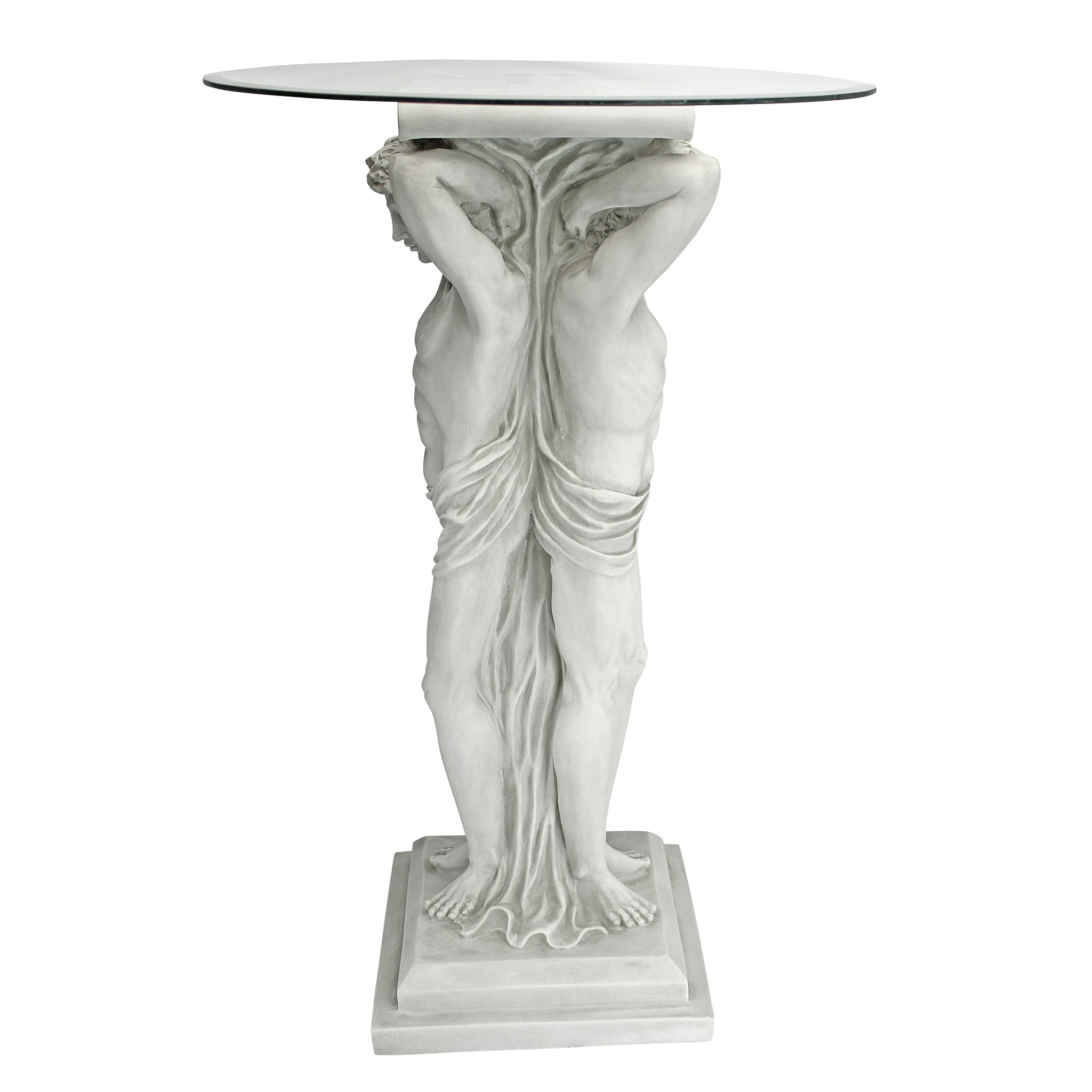 Toscano - Hermitage Atlantes Pedestal Table in Antique Stone, Designer Resin