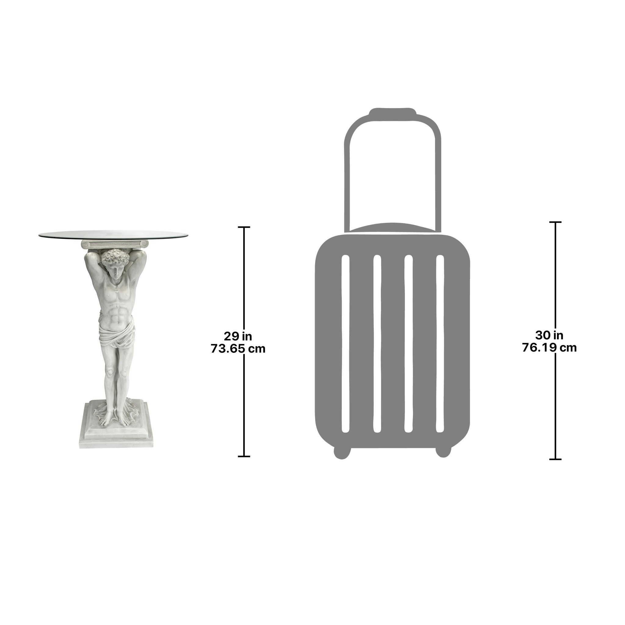 Toscano - Hermitage Atlantes Pedestal Table in Antique Stone, Designer Resin