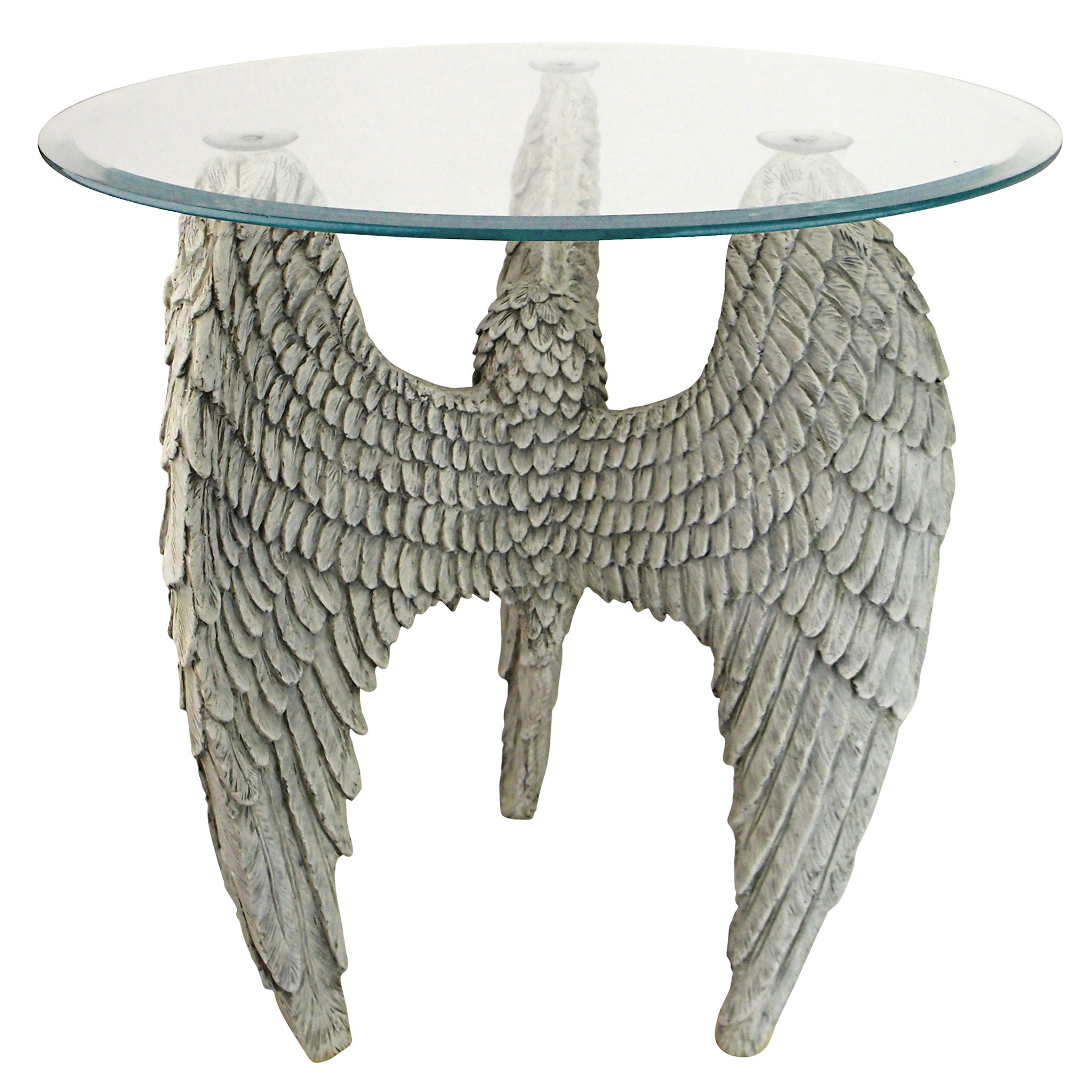 Toscano - Angel Wings at Our Feet Sculptural Table in Antique Stone, Designer Resin