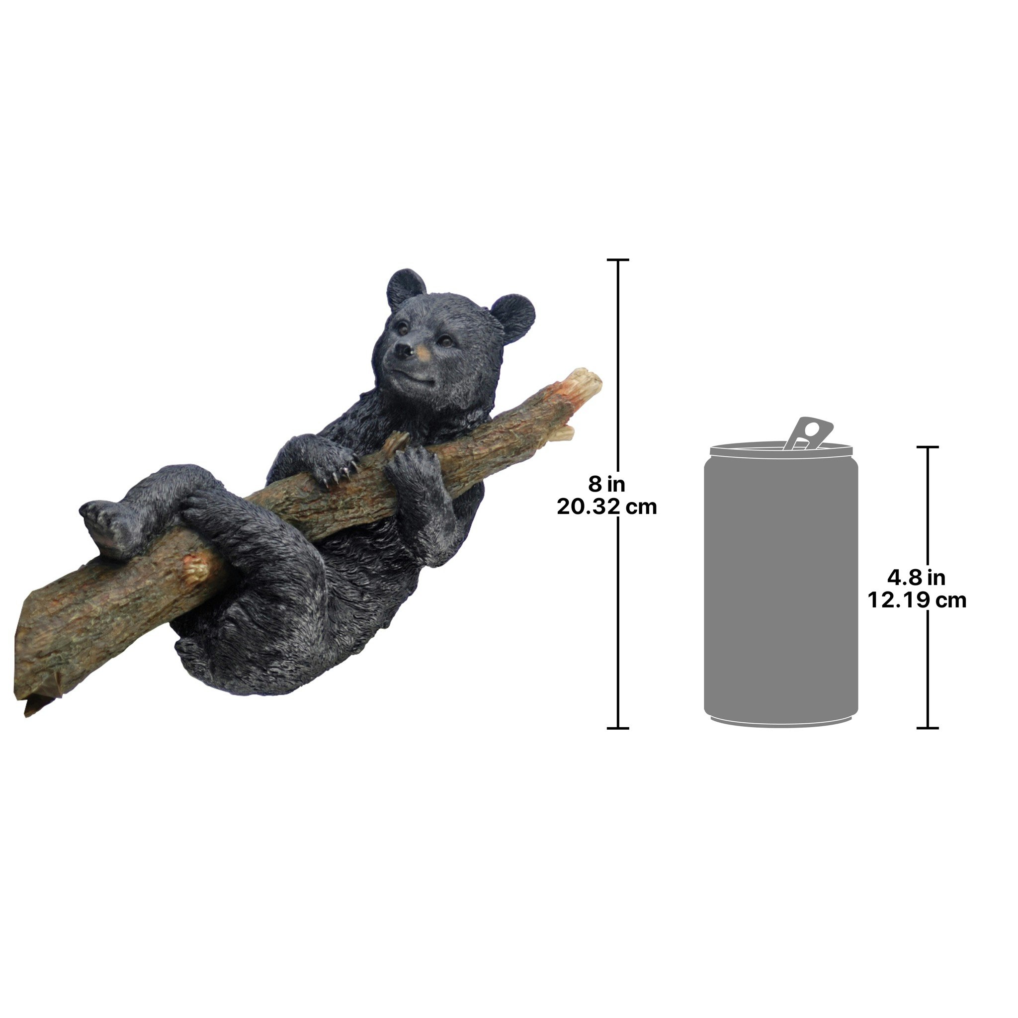 Toscano Up a Tree Black Bear Tree Hugger Cub Statue - Hanging Bear Cub