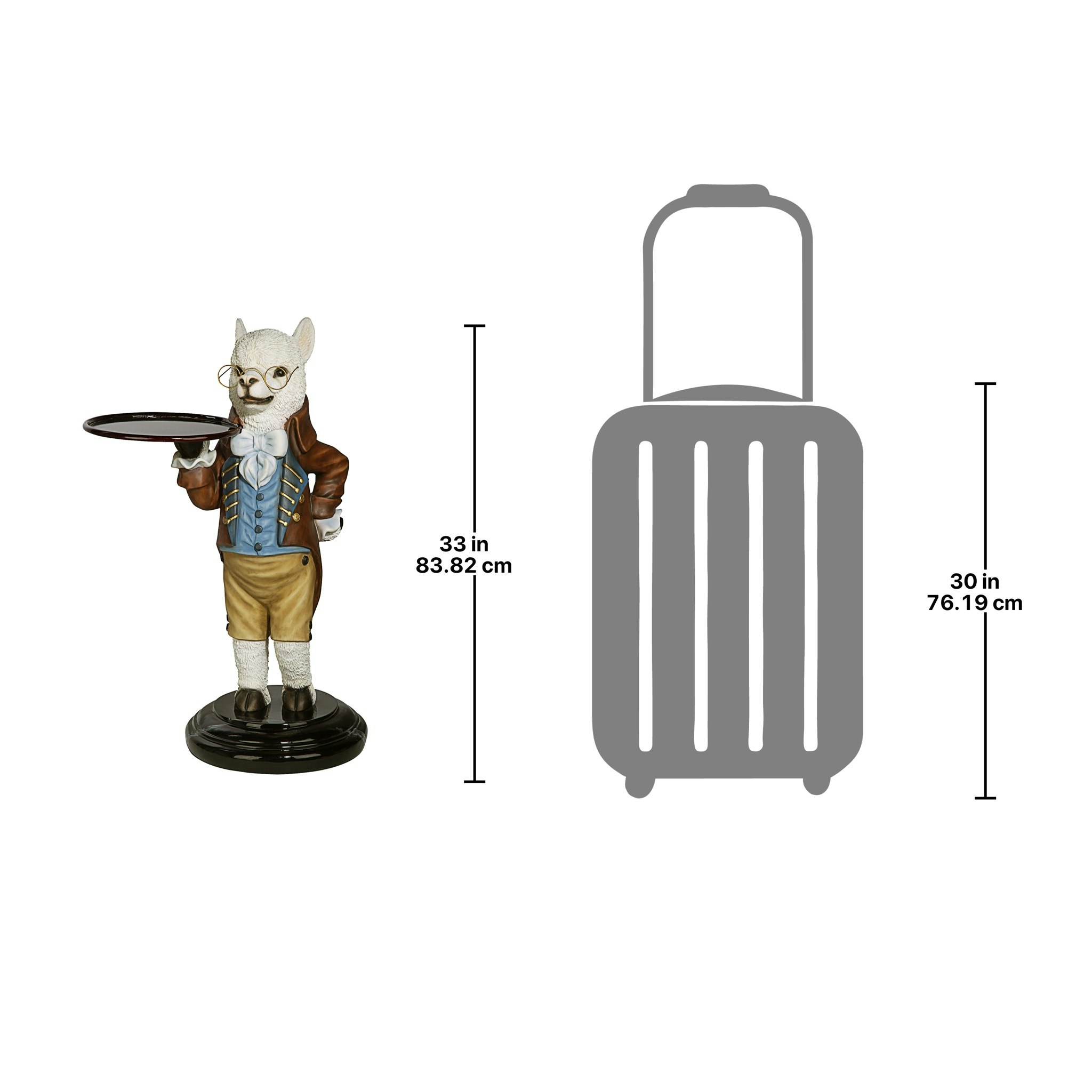 Toscano - Alfred the Alpaca Butler at Your Service Sculptural Pedestal Table in Designer Resin