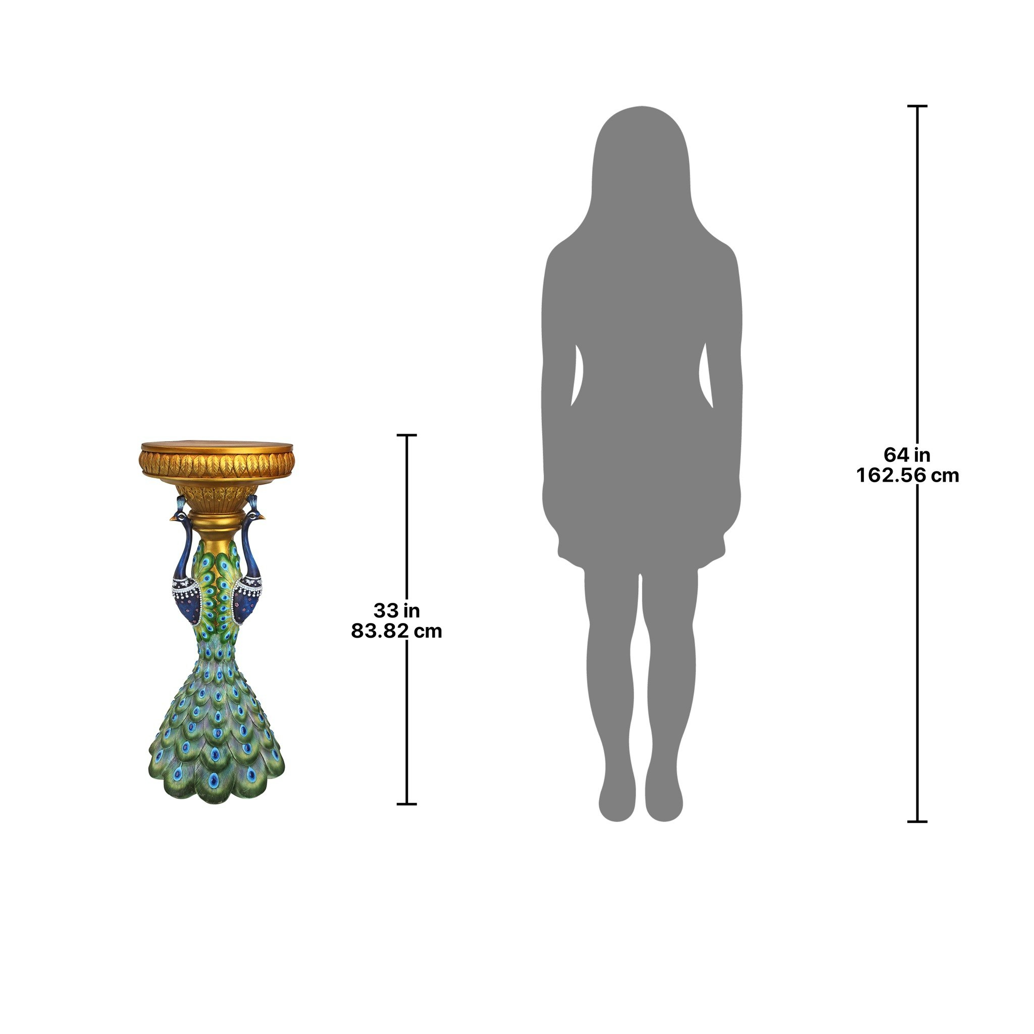 Toscano - Great Ruler Peacock Sculptural Pedestal Column in Designer Resin