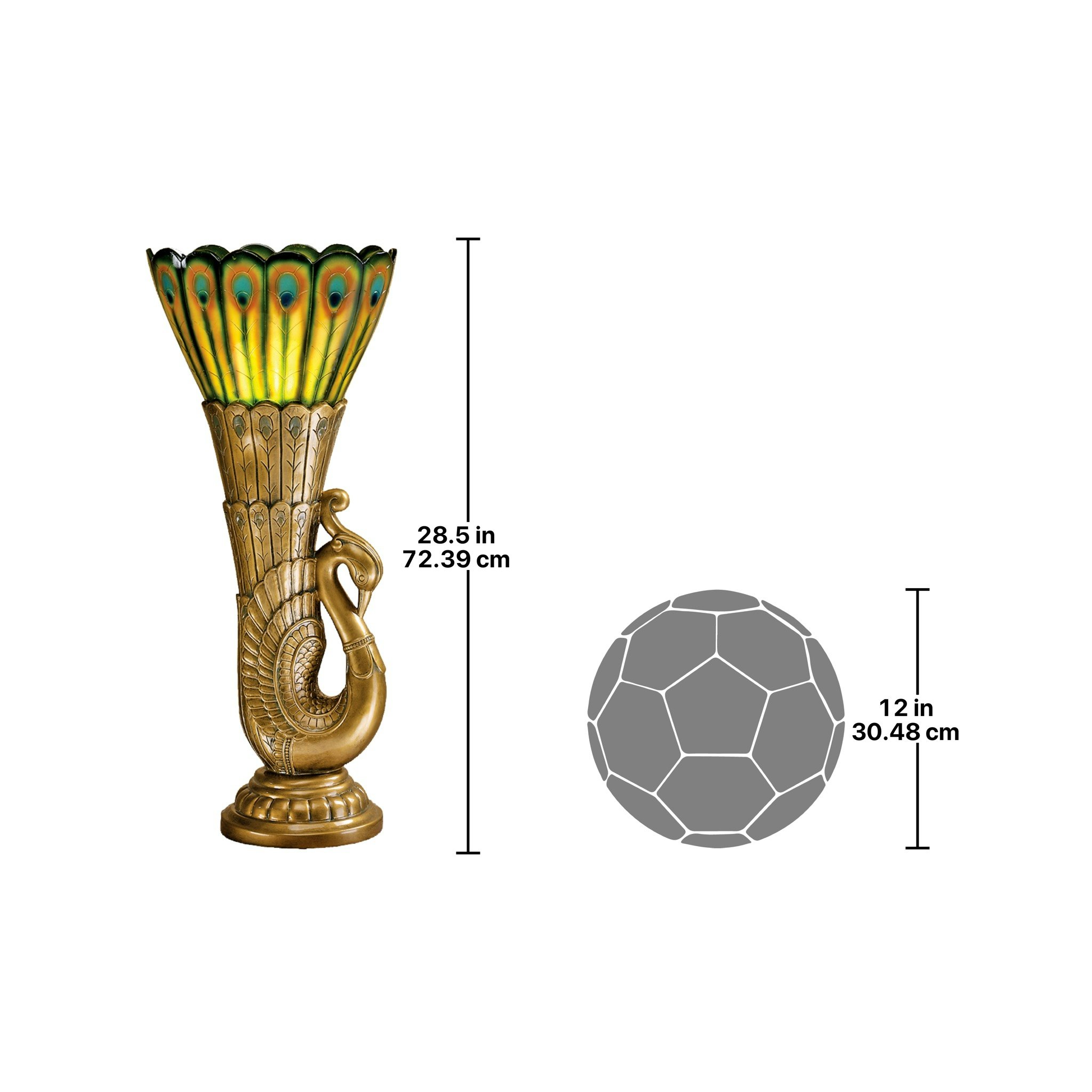 Toscano - Art Deco Peacock Sculptural Table Lamp in Bronze, Designer Resin