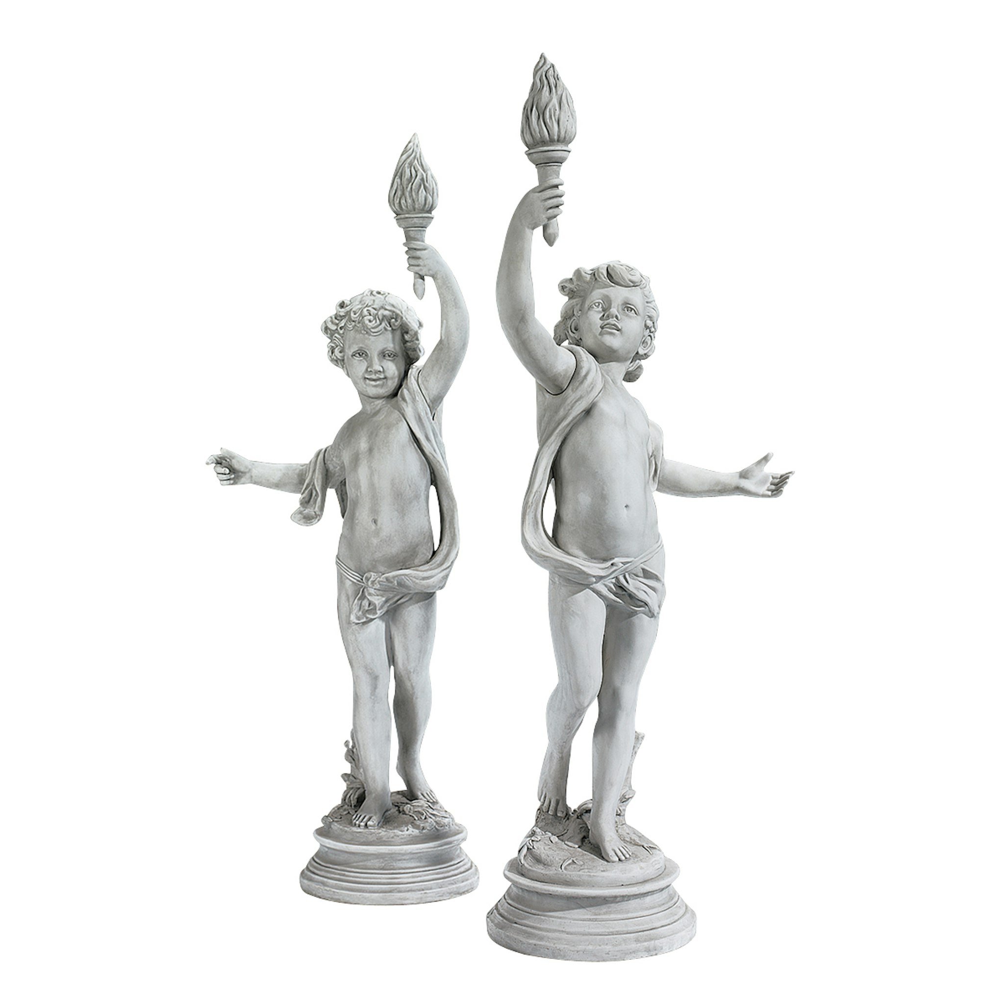 Toscano - Lighting the Heavens Grande Cherub Sentinel Statue Set