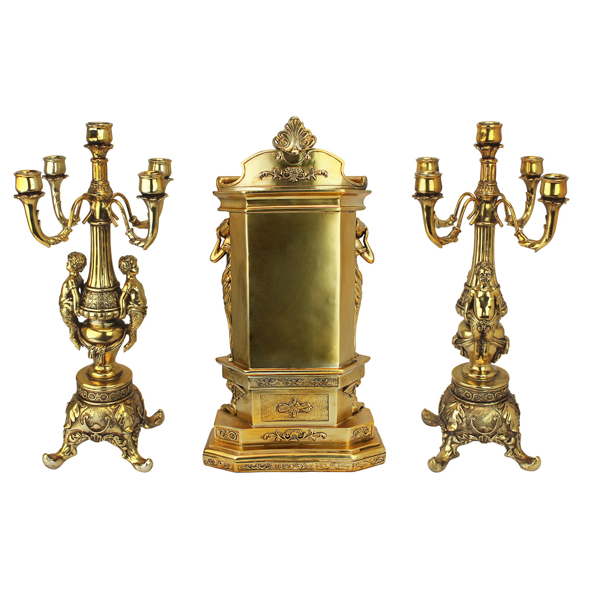 Toscano - Chateau Chambord Clock with Candelabra Ensemble