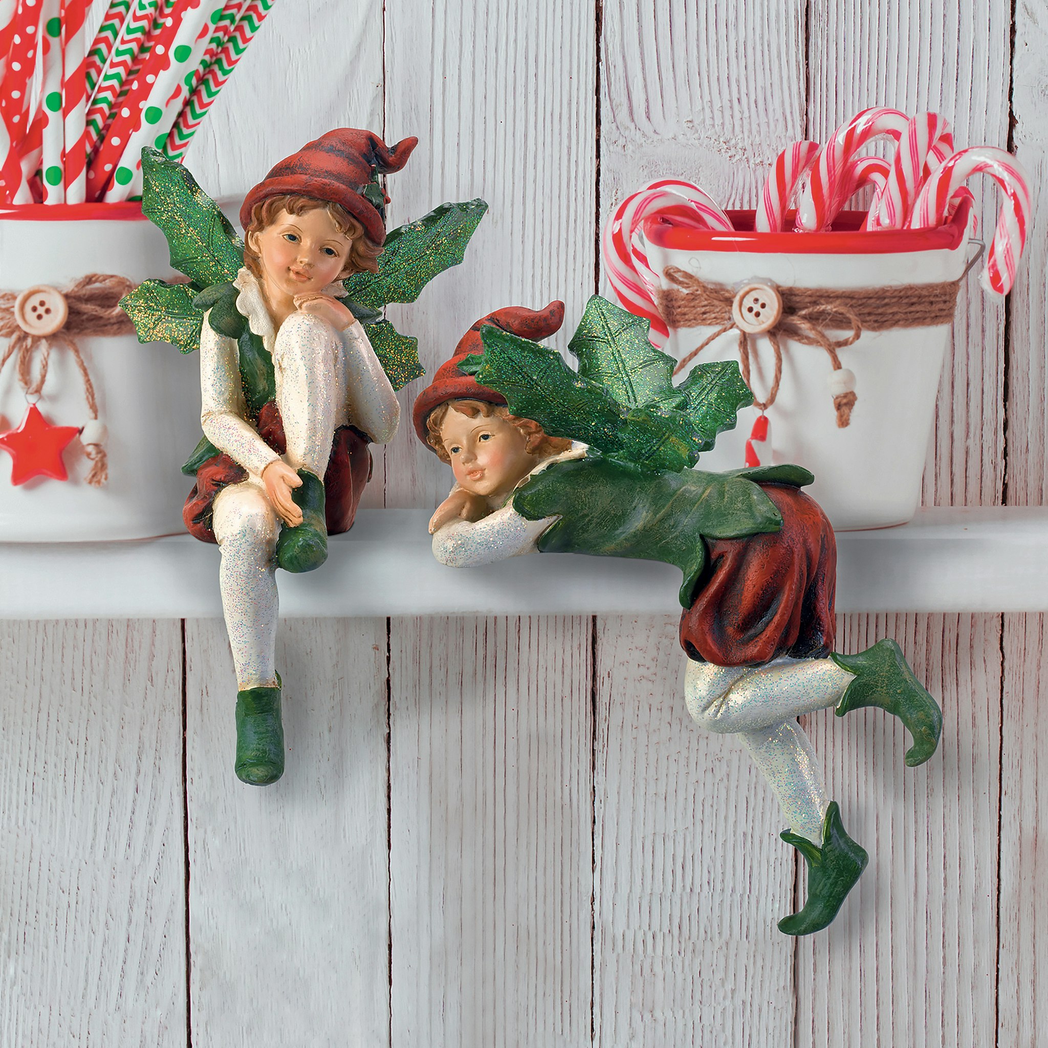 Toscano Santa Christmas Elves Shelf Sitter Statue - Emmanuel