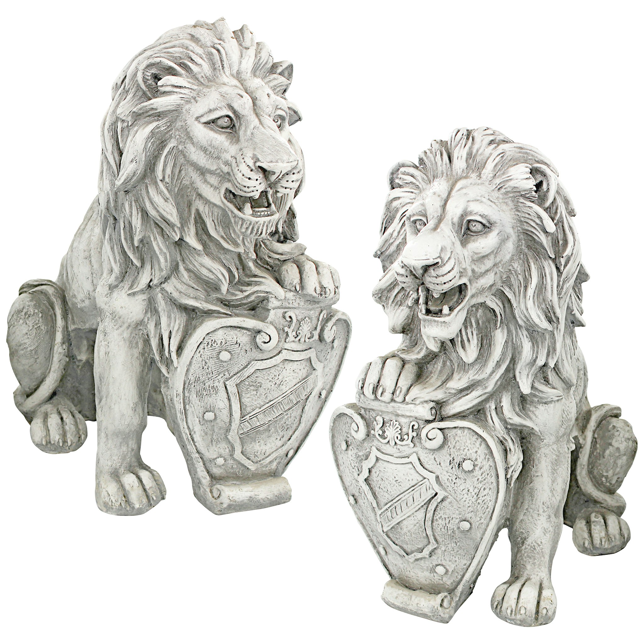 Toscano - Set of 2 Roaring Beasts of Castello di Rocca Lion Sentinel Statues