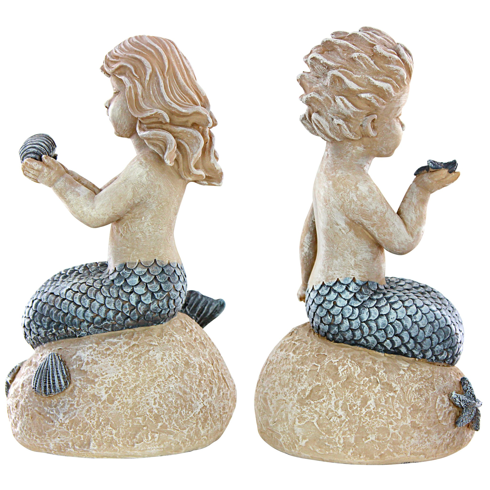 Toscano - Set of 2 Jewels of the Deep Girl and Boy Mermaid Statues