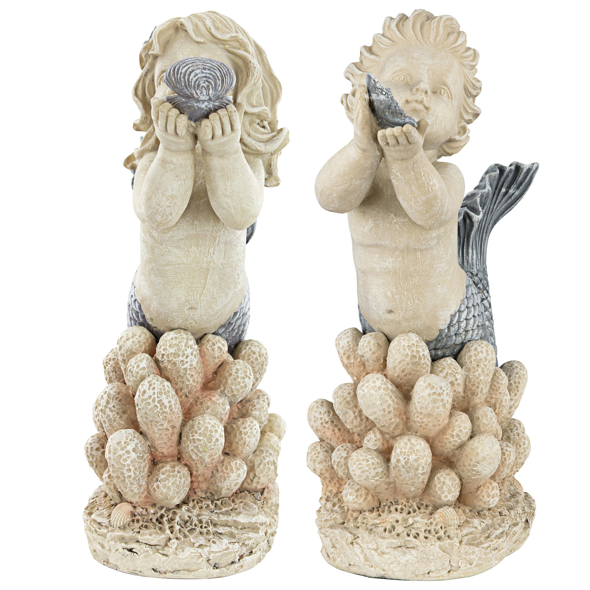 Toscano - Set of 2 Gifts from the Sea Mermaid and Merboy Statues