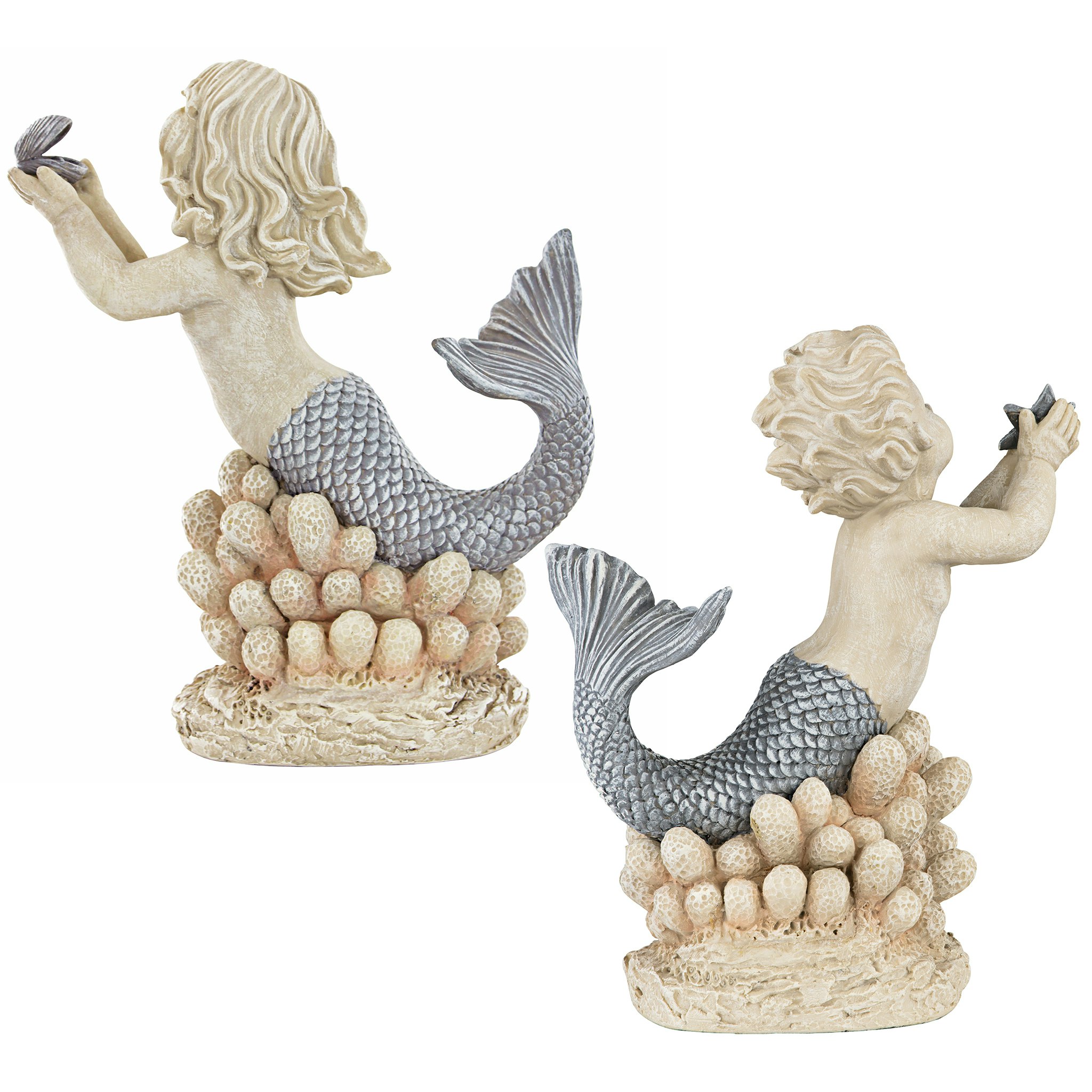 Toscano - Set of 2 Gifts from the Sea Mermaid and Merboy Statues