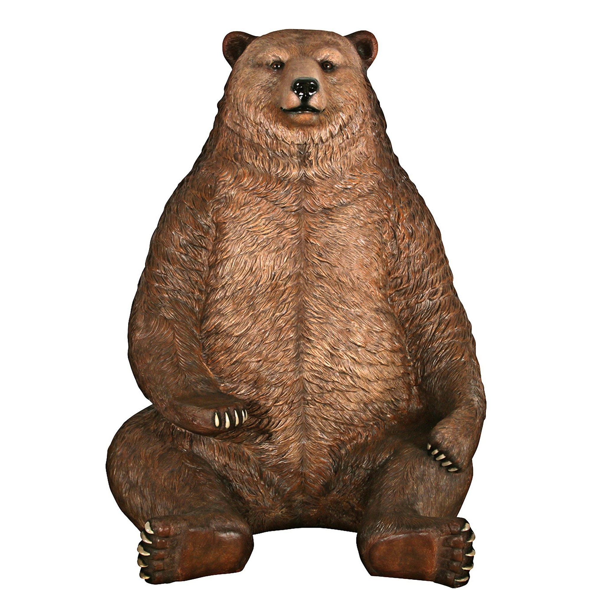 Toscano - Sitting Pretty Oversized Brown Bear Statue with Paw Seat