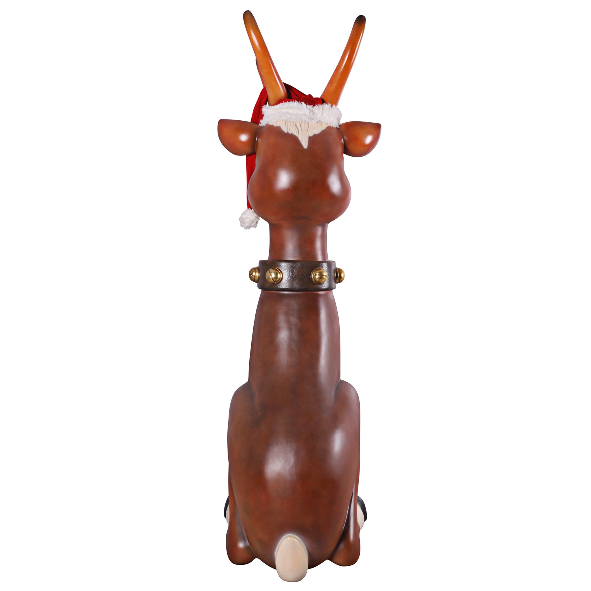 Toscano Santa Red-Nosed Christmas Reindeer Sitting Statue - Giant