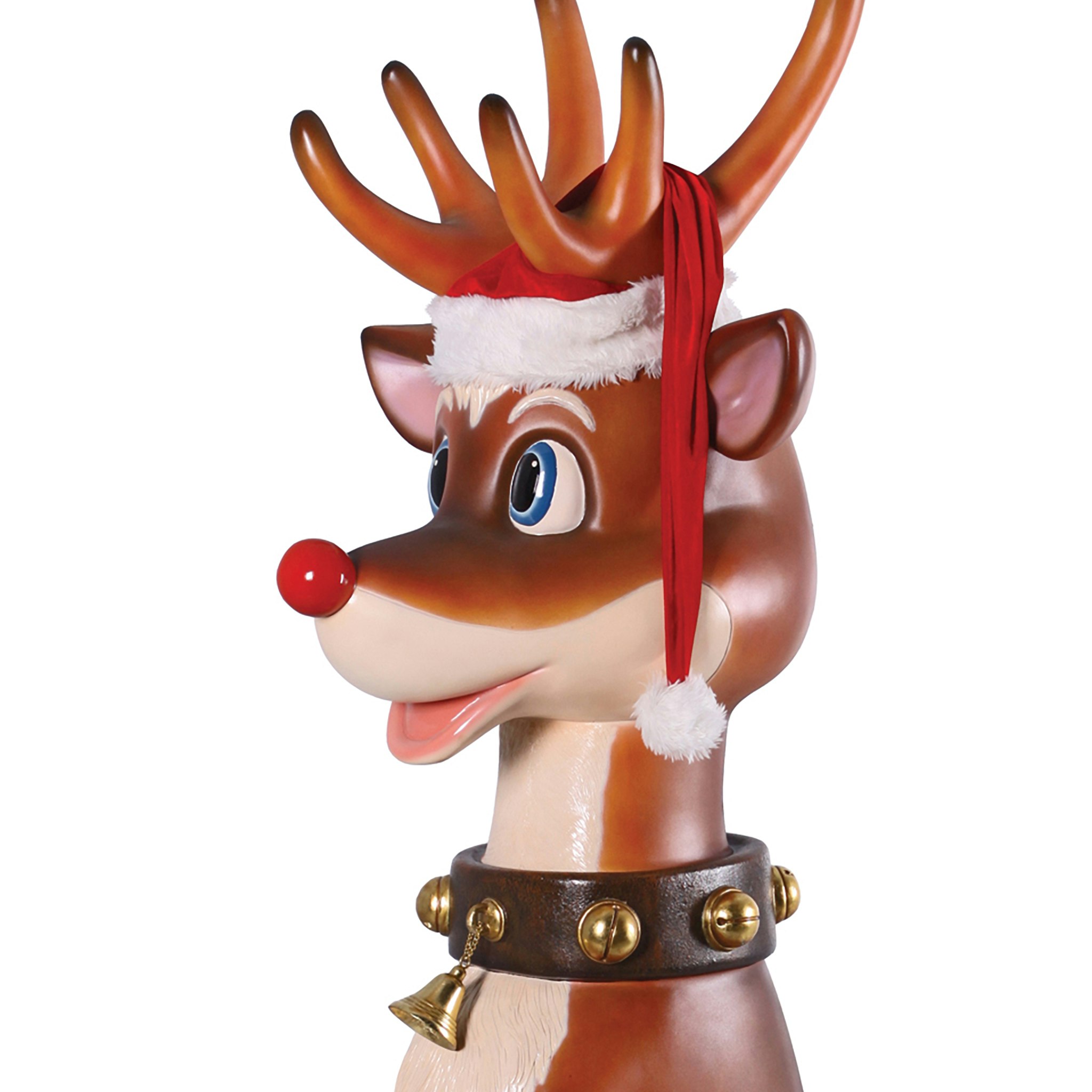 Toscano Santa Red-Nosed Christmas Reindeer Sitting Statue - Giant